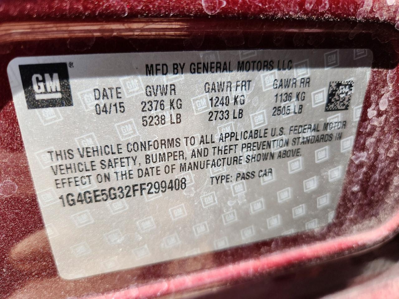 2015 Buick Lacrosse Premium Maroon vin: 1G4GE5G32FF299408