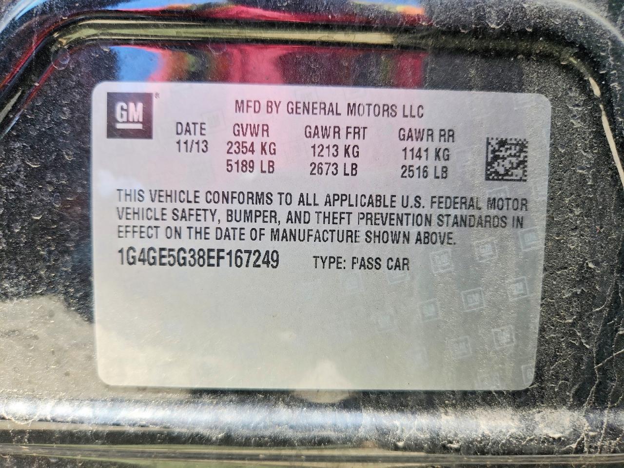 2014 Buick Lacrosse Premium Угольный vin: 1G4GE5G38EF167249