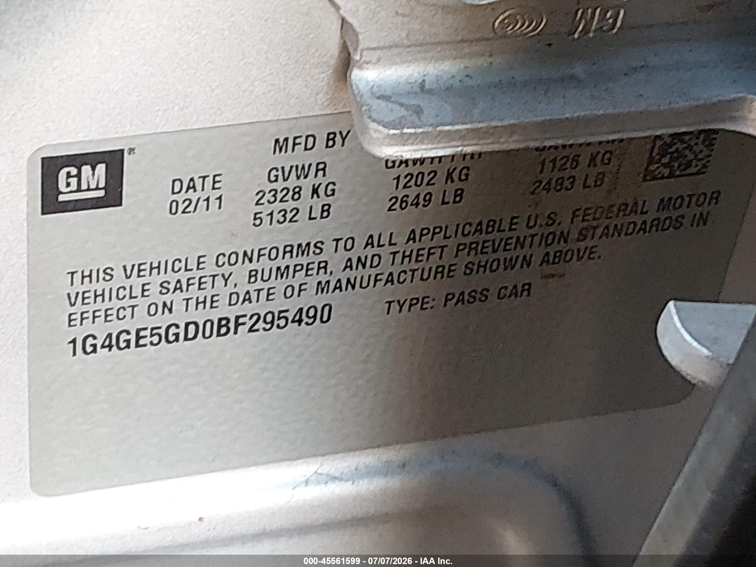 2011 Buick Lacrosse Cxs Кремовый vin: 1G4GE5GD0BF295490