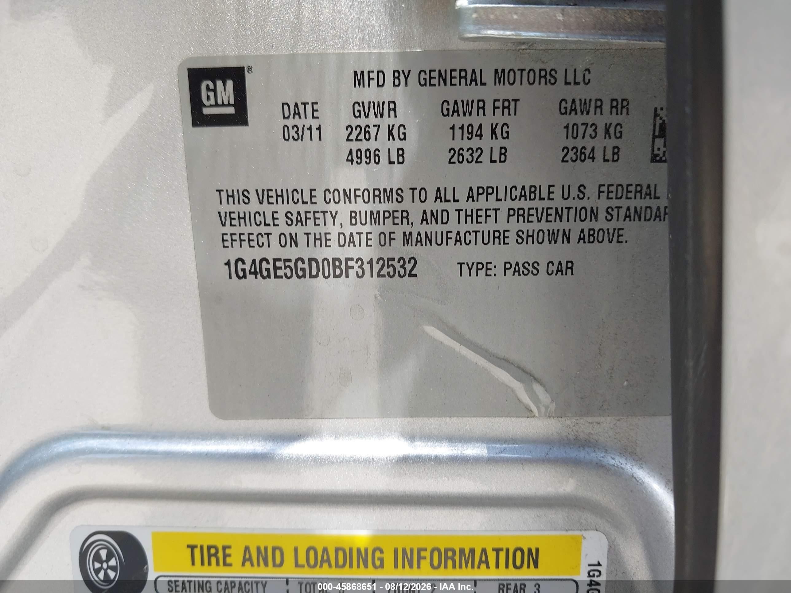 2011 Buick Lacrosse Cxs Серебряный vin: 1G4GE5GD0BF312532