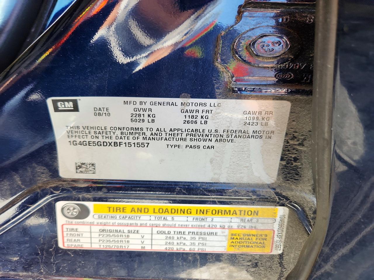 2011 Buick Lacrosse Cxs Blue vin: 1G4GE5GDXBF151557