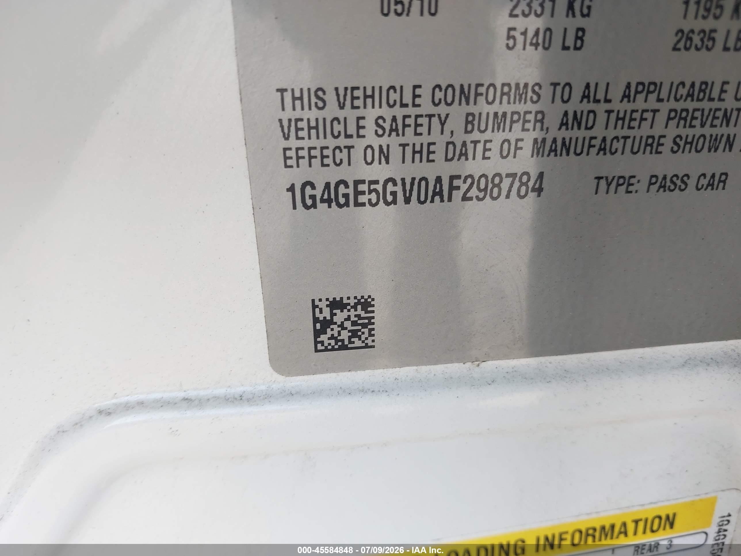 2010 Buick Lacrosse Cxs Cream vin: 1G4GE5GV0AF298784