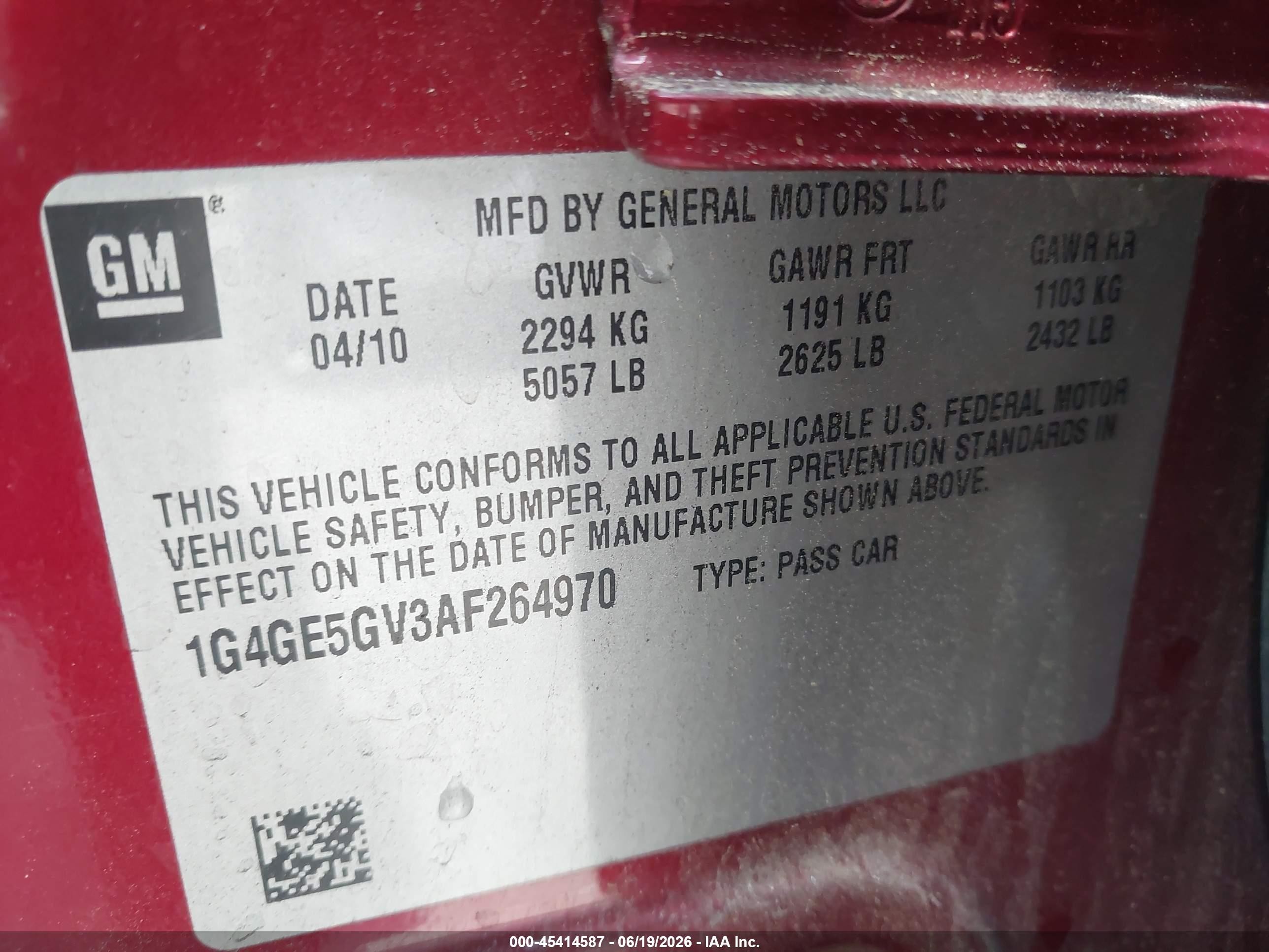 2010 Buick Lacrosse Cxs Red vin: 1G4GE5GV3AF264970
