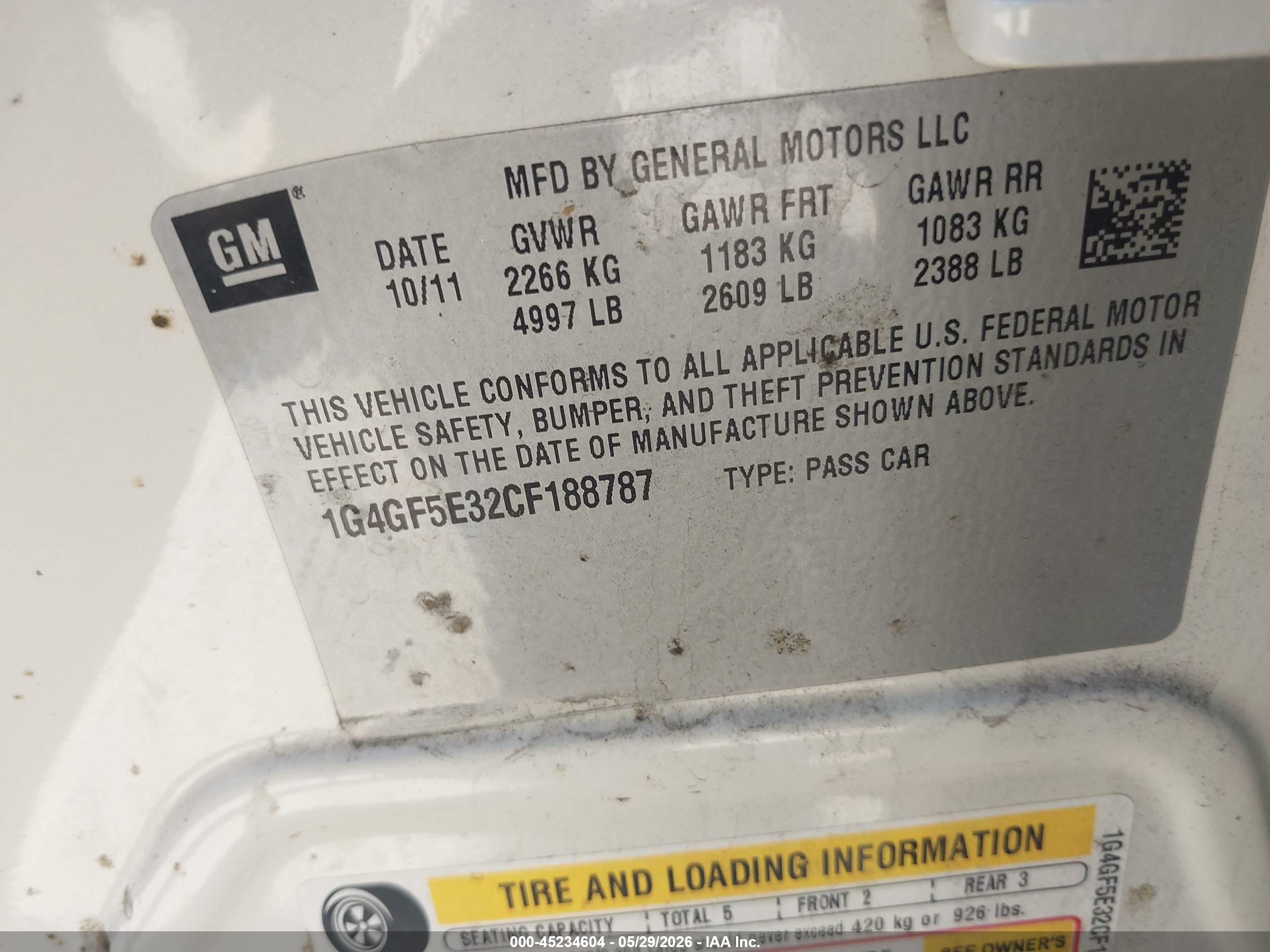 2012 Buick Lacrosse Premium 2 Group White vin: 1G4GF5E32CF188787