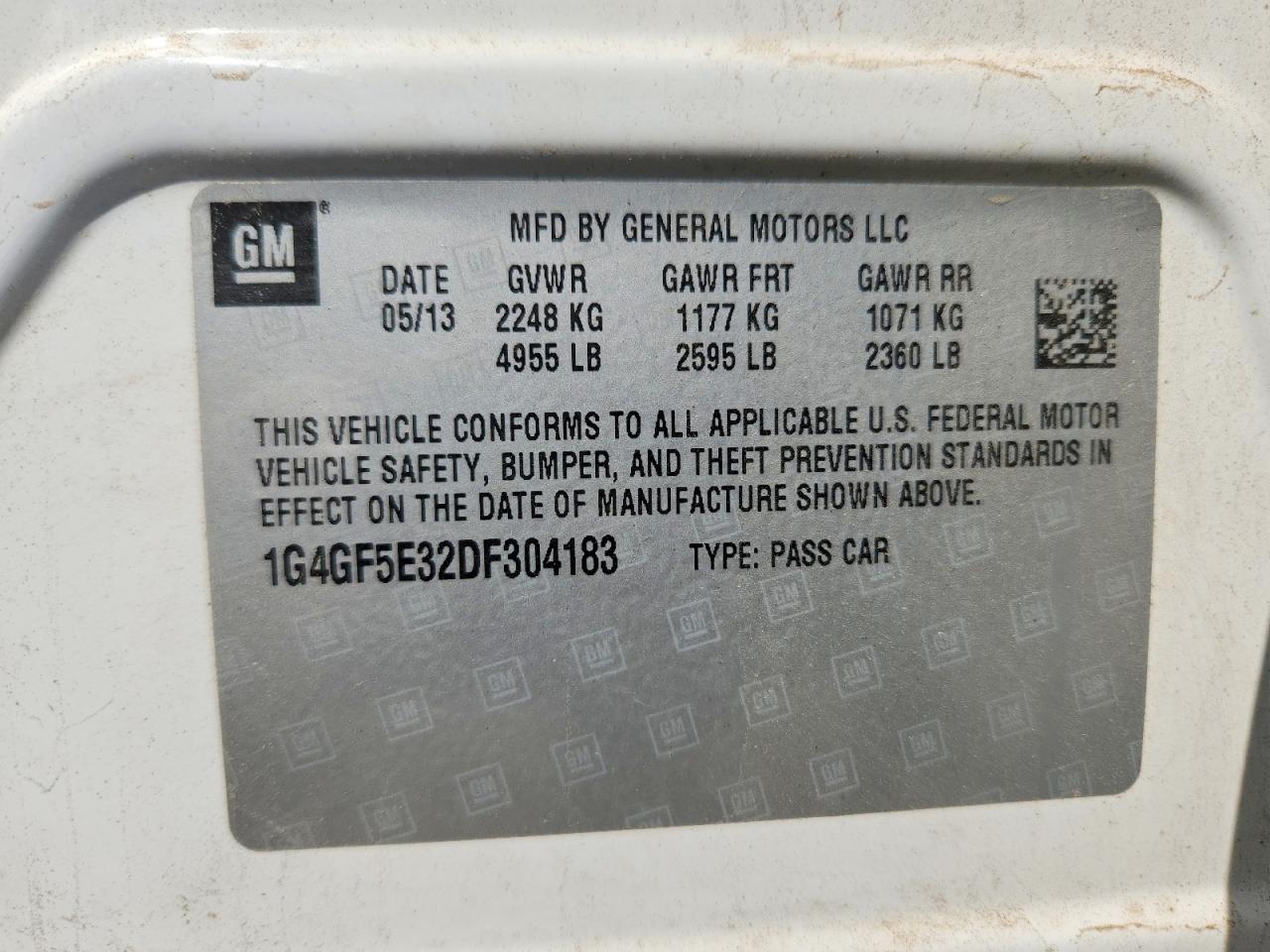 2013 Buick Lacrosse Premium Белый vin: 1G4GF5E32DF304183