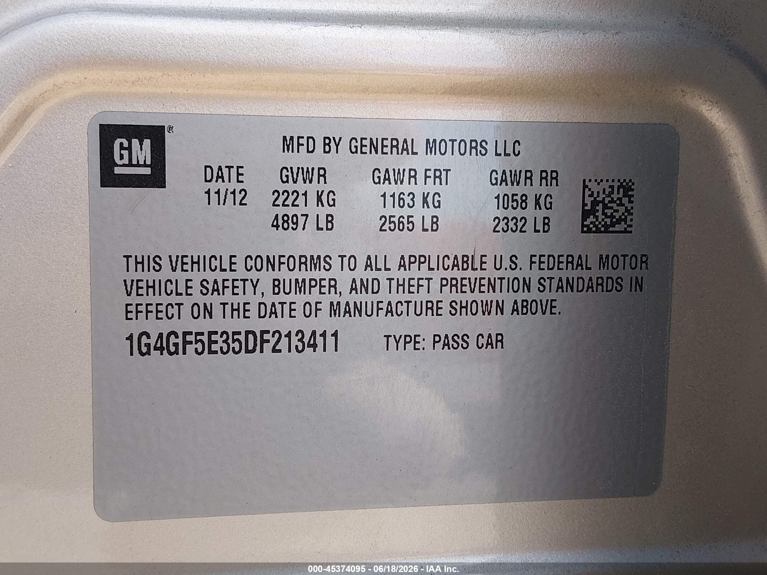 2013 Buick Lacrosse Premium 1 Group Tan vin: 1G4GF5E35DF213411
