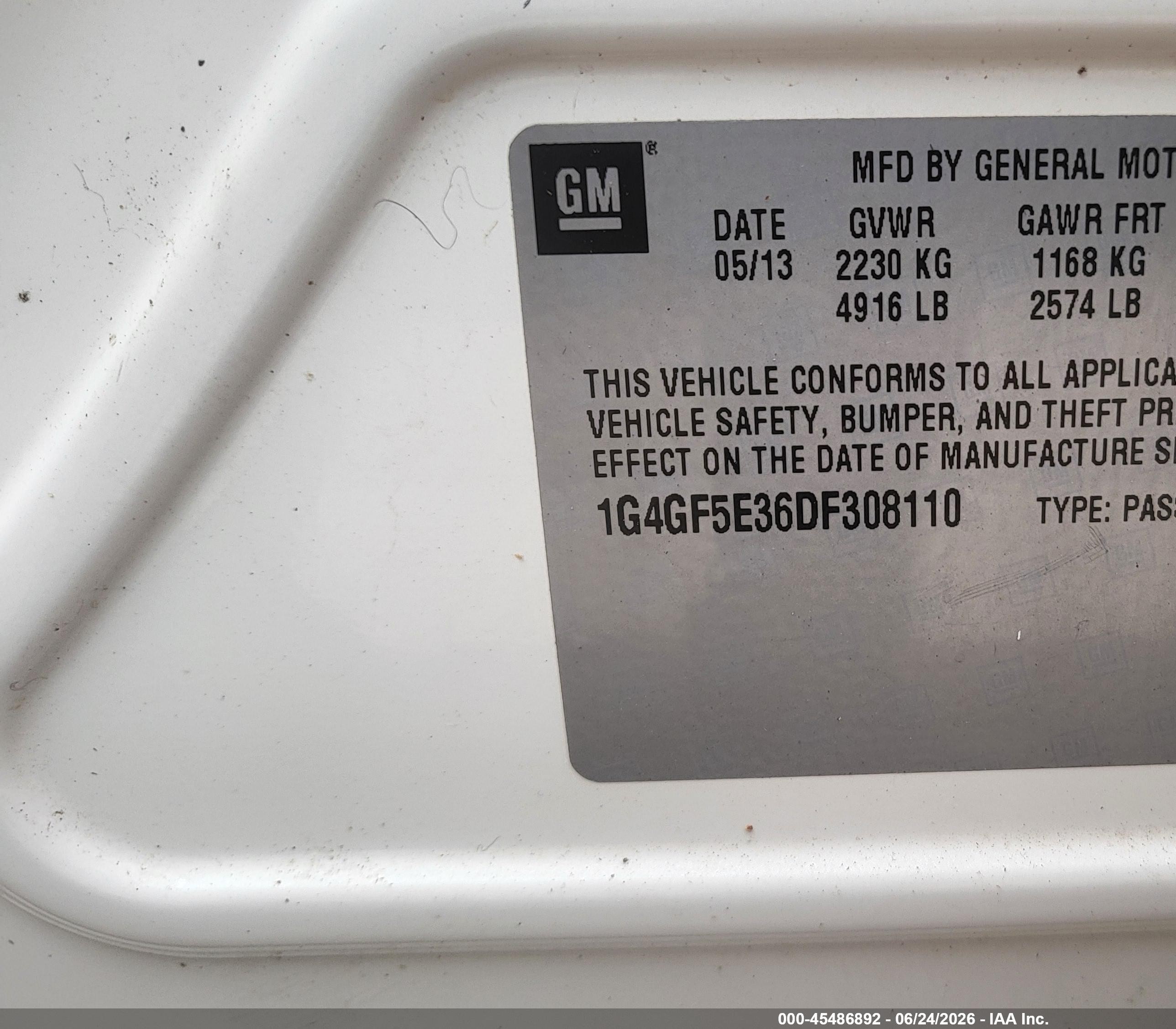 2013 Buick Lacrosse Premium 1 Group White vin: 1G4GF5E36DF308110