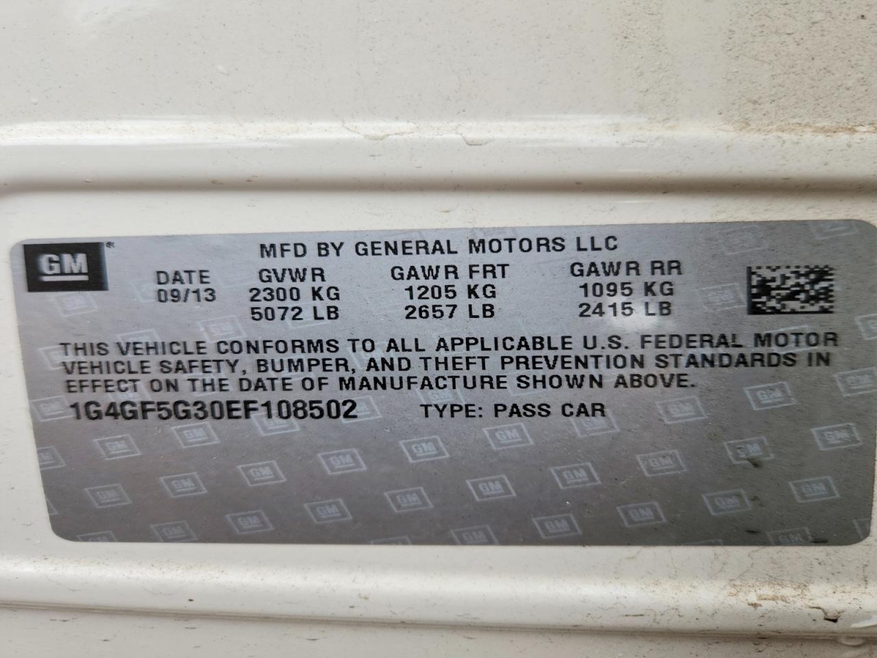 2014 Buick Lacrosse Touring White vin: 1G4GF5G30EF108502
