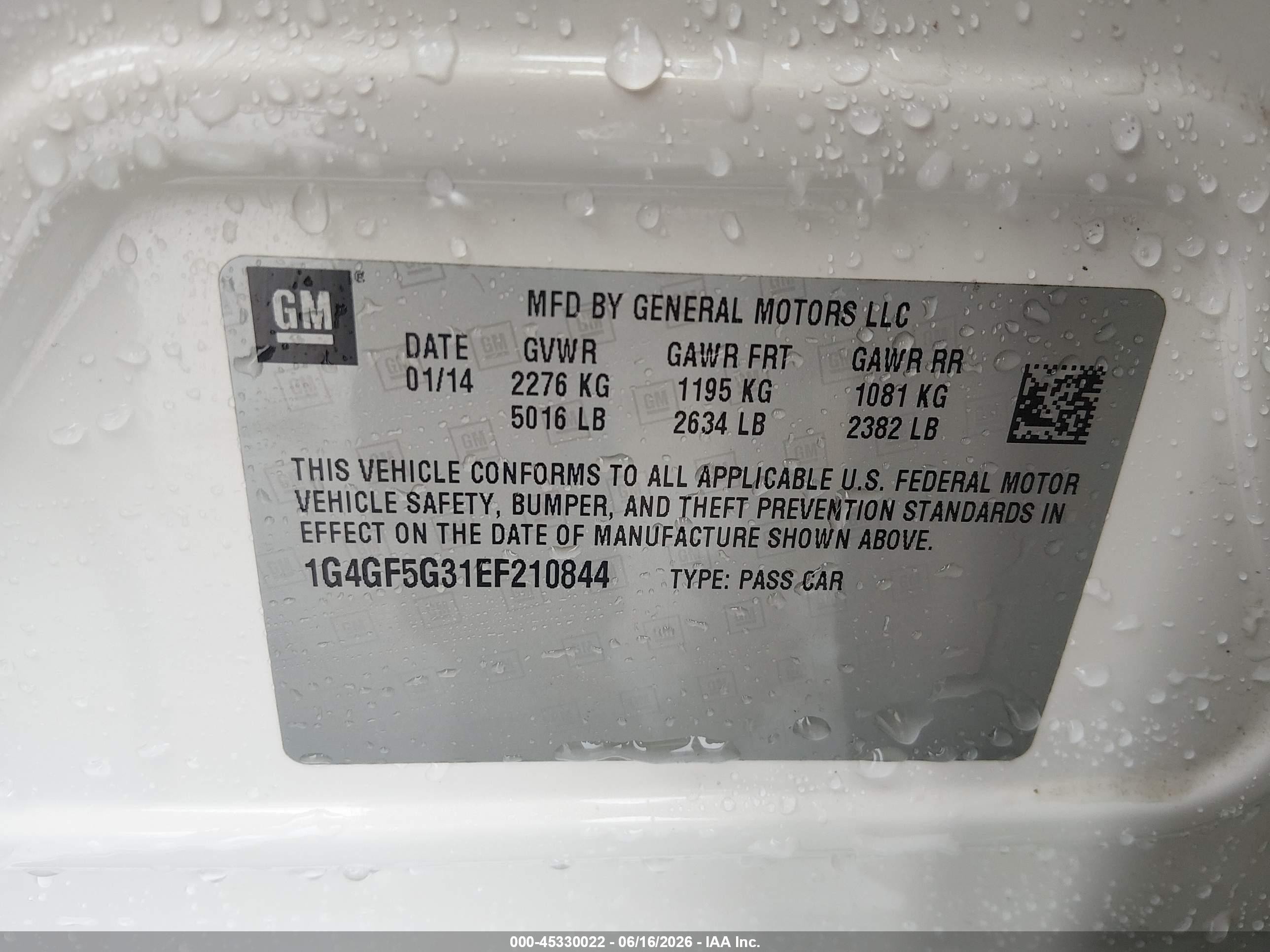 2014 Buick Lacrosse Premium Ii Group White vin: 1G4GF5G31EF210844
