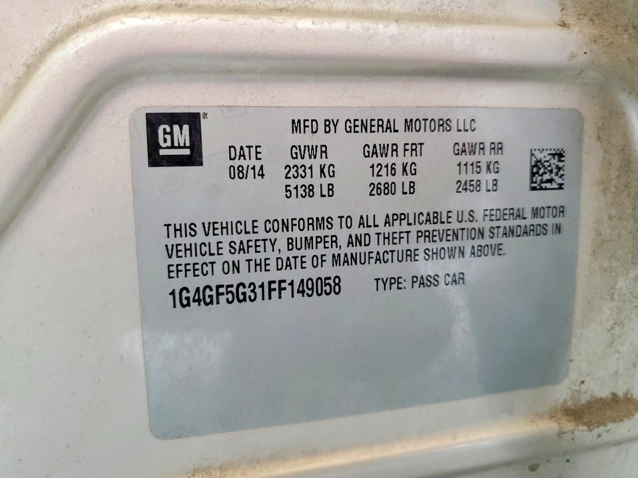 2015 Buick Lacrosse Premium Tan vin: 1G4GF5G31FF149058