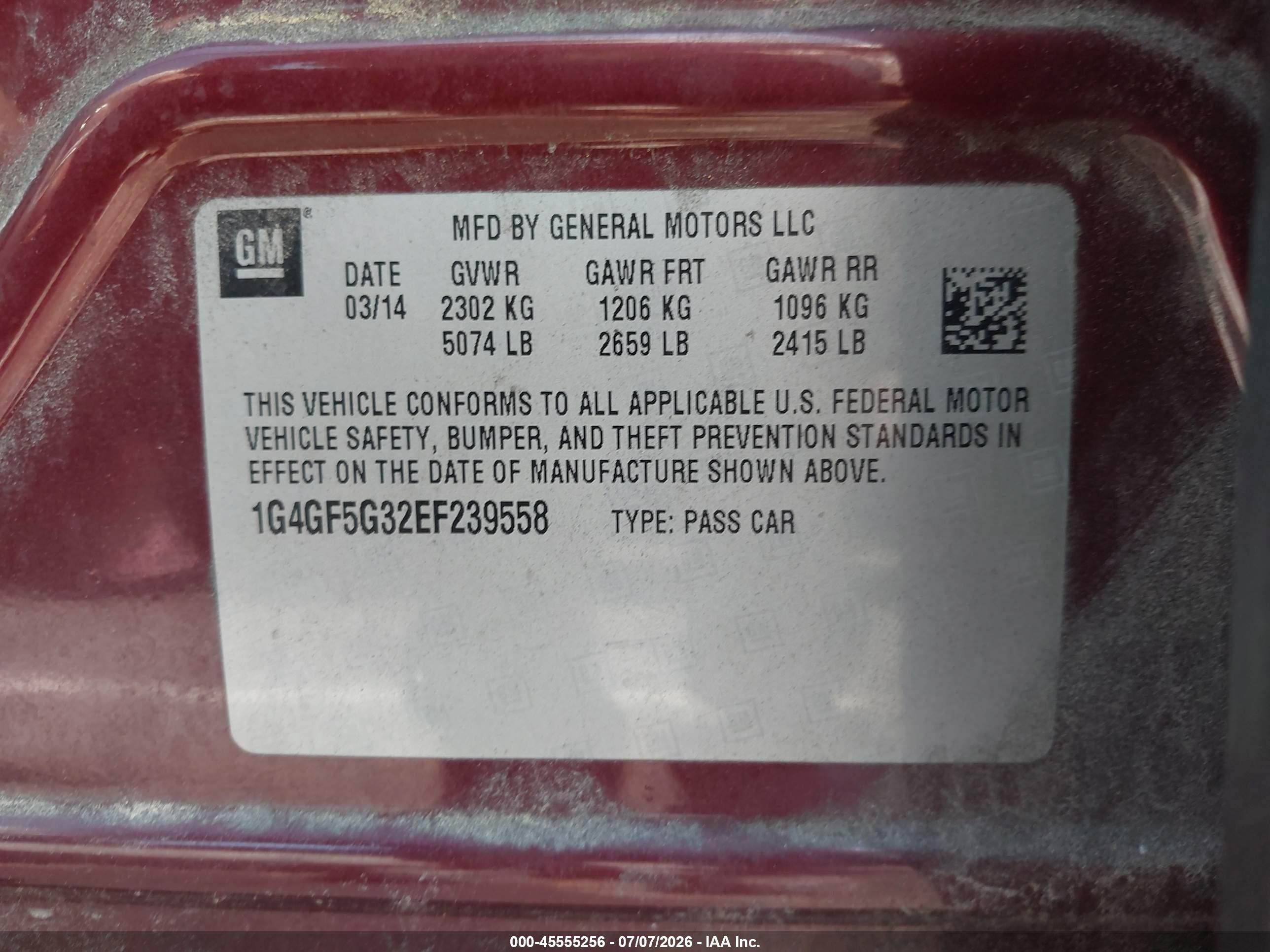 2014 Buick Lacrosse Premium Ii Group Бордовый vin: 1G4GF5G32EF239558