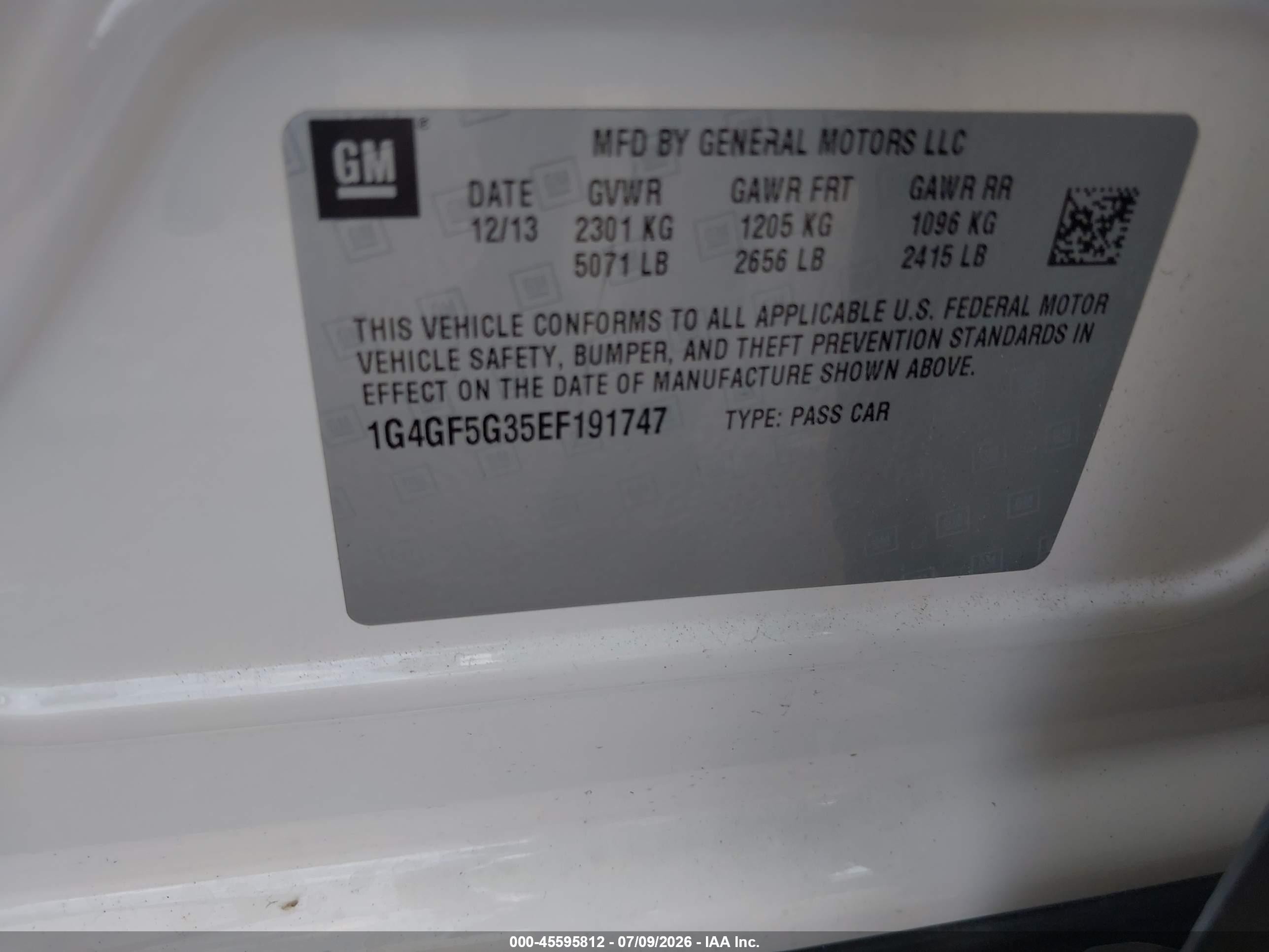 2014 Buick Lacrosse Premium Ii Group White vin: 1G4GF5G35EF191747