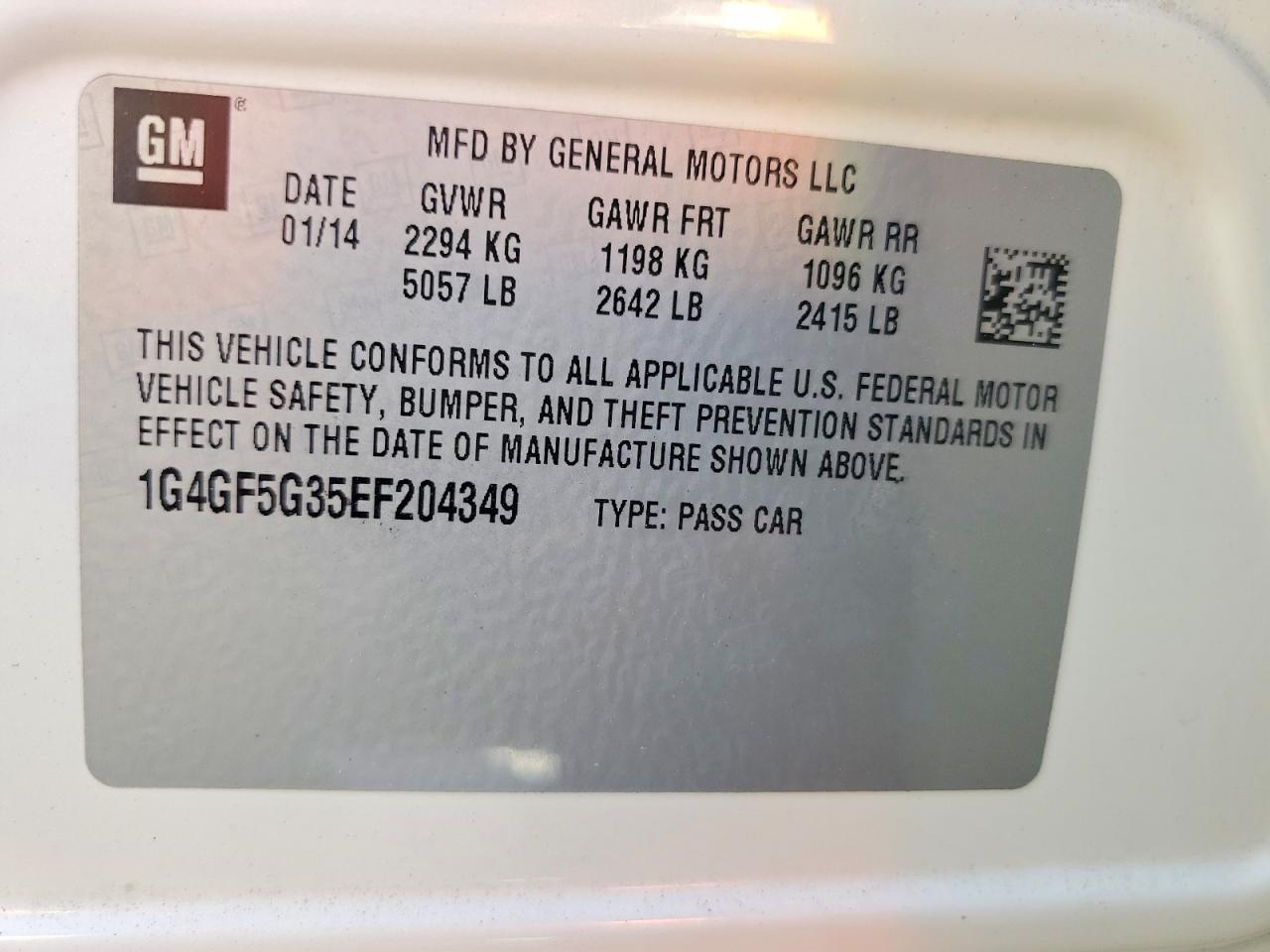 2014 Buick Lacrosse Touring White vin: 1G4GF5G35EF204349