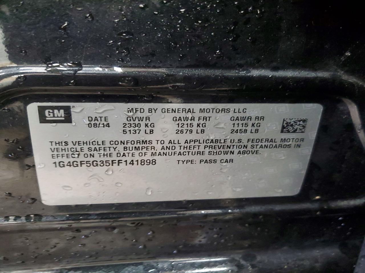 2015 Buick Lacrosse Premium Charcoal vin: 1G4GF5G35FF141898