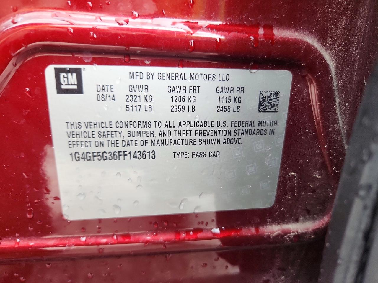 2015 Buick Lacrosse Premium Red vin: 1G4GF5G36FF143613