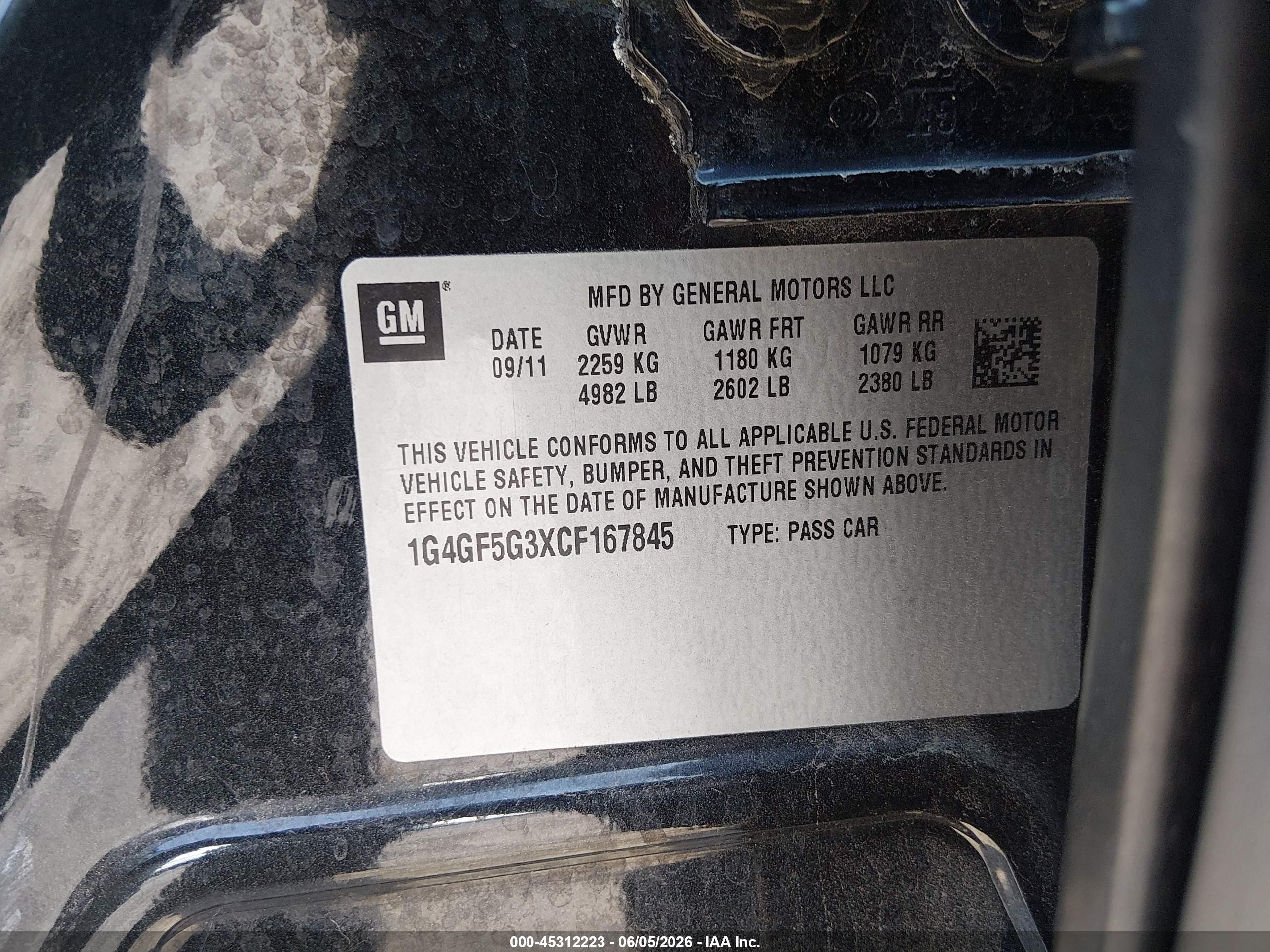 2012 Buick Lacrosse Premium 2 Group Black vin: 1G4GF5G3XCF167845
