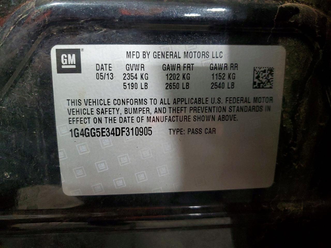 2013 Buick Lacrosse Premium Black vin: 1G4GG5E34DF310905