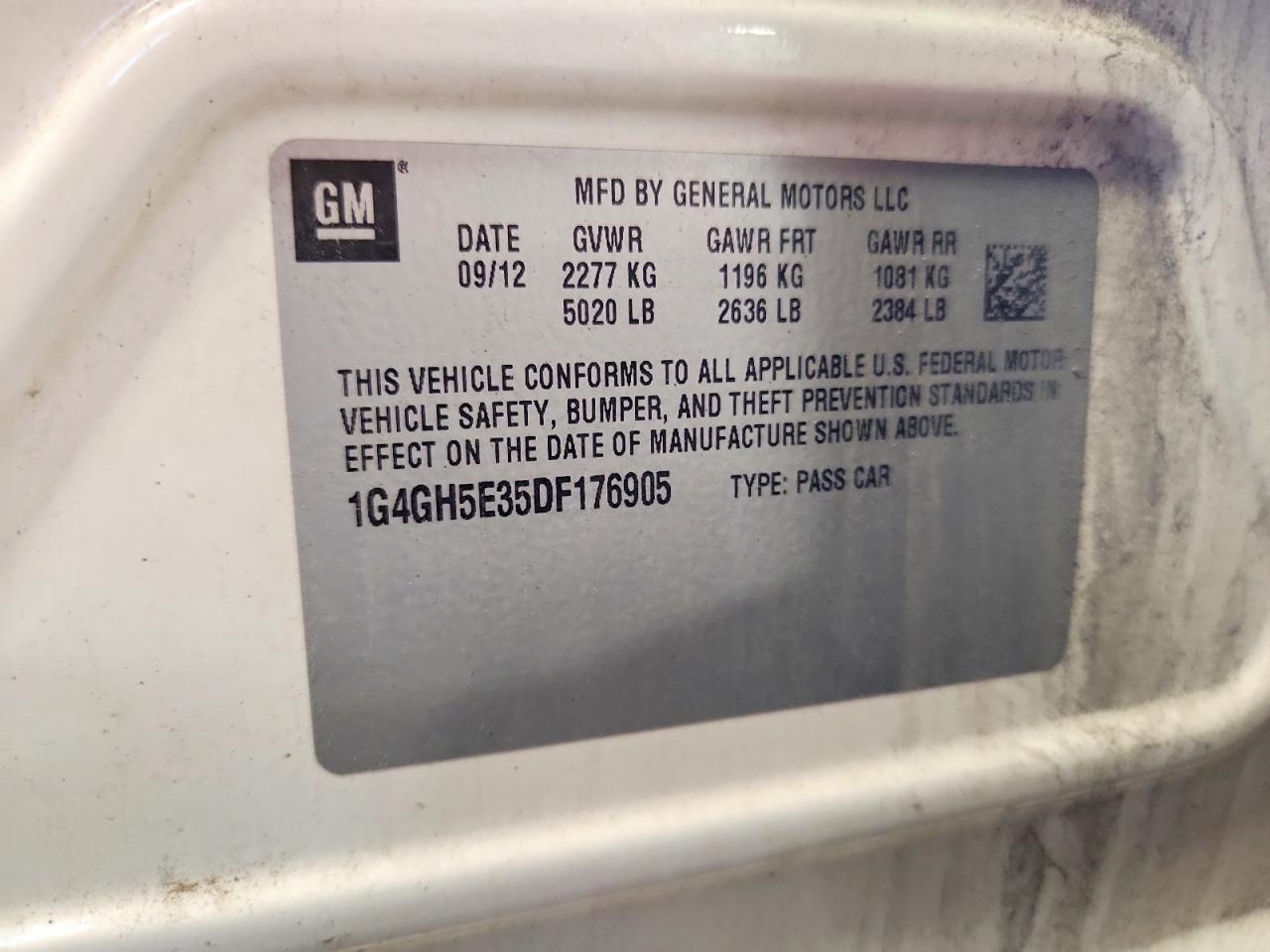 2013 Buick Lacrosse Premium White vin: 1G4GH5E35DF176905