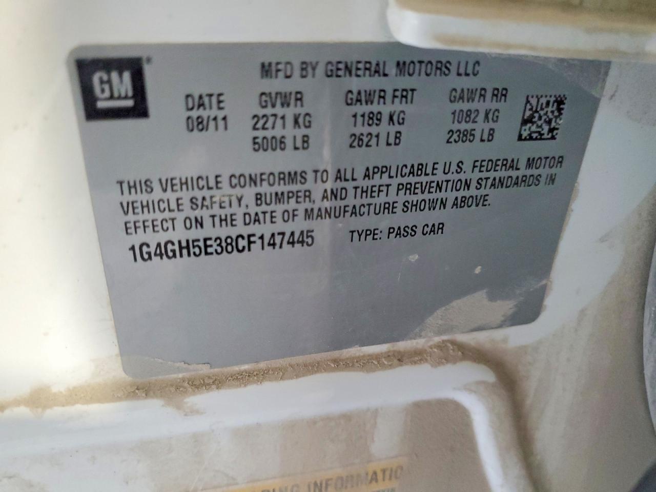 2012 Buick Lacrosse Premium White vin: 1G4GH5E38CF147445