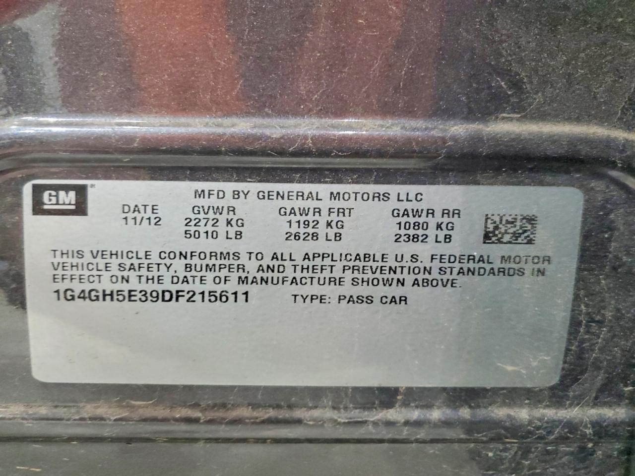 2013 Buick Lacrosse Premium Black vin: 1G4GH5E39DF215611