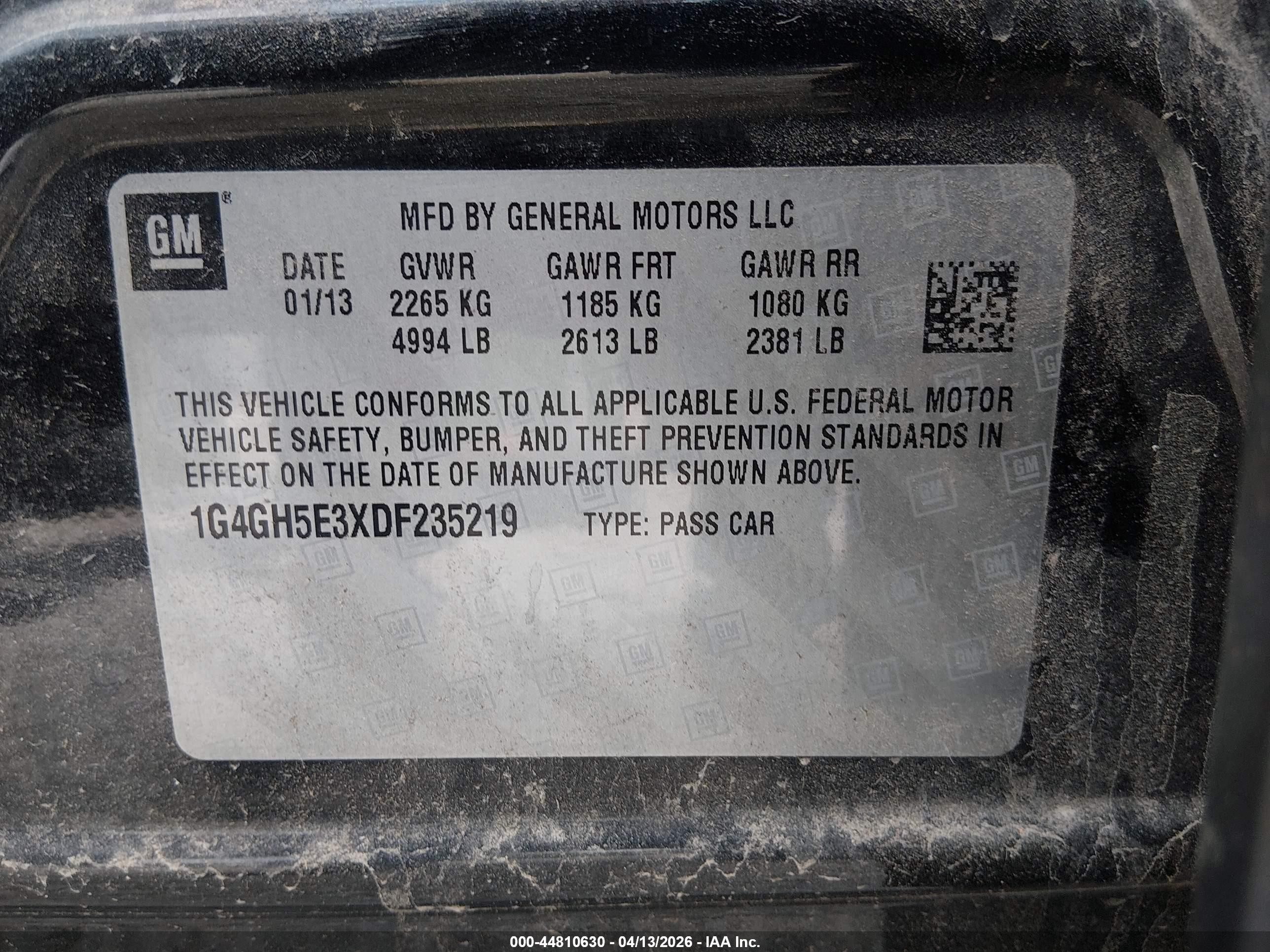 2013 Buick Lacrosse Premium 2 Group Черный vin: 1G4GH5E3XDF235219