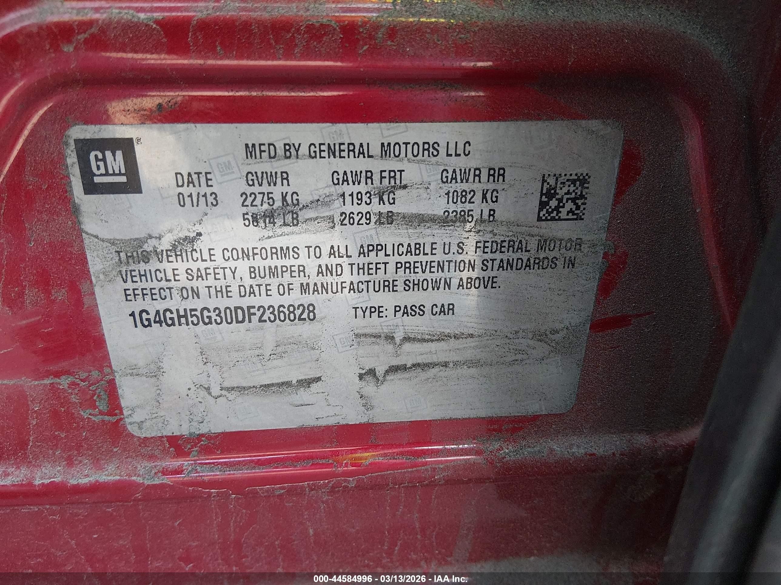 2013 Buick Lacrosse Premium 2 Group Red vin: 1G4GH5G30DF236828