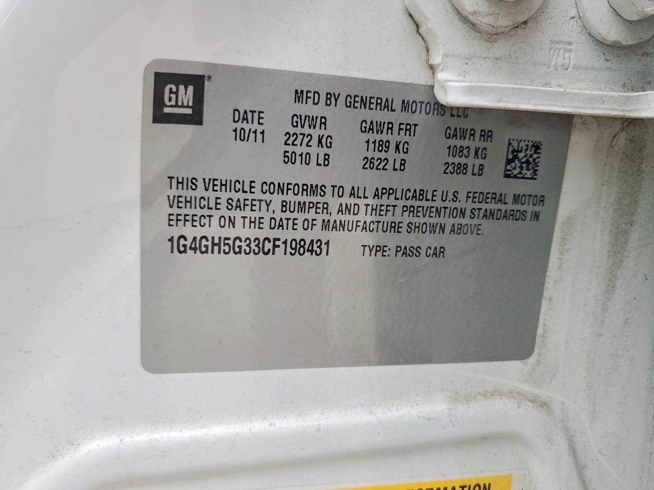 2012 Buick Lacrosse Premium White vin: 1G4GH5G33CF198431