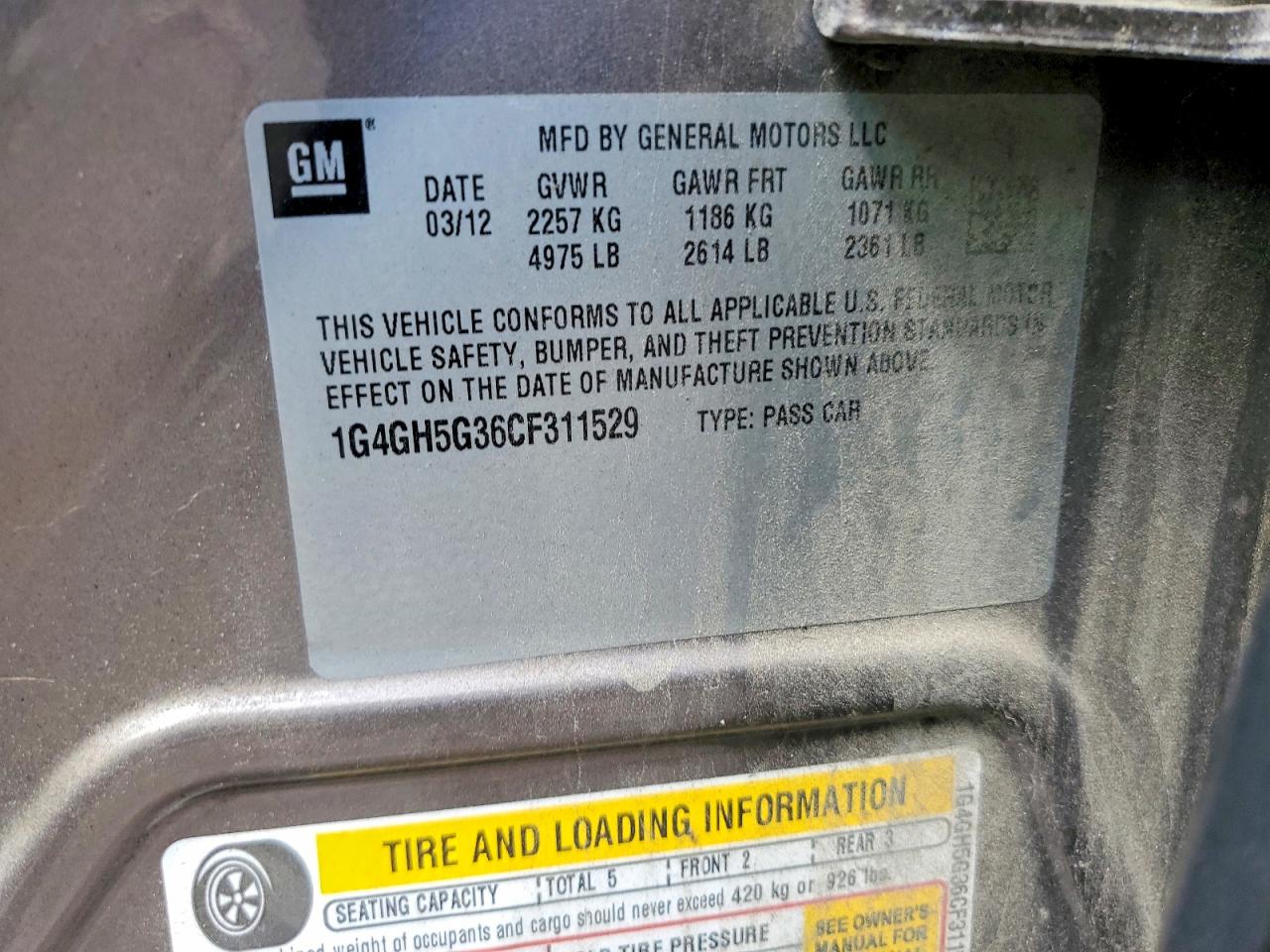 2012 Buick Lacrosse Premium Gray vin: 1G4GH5G36CF311529