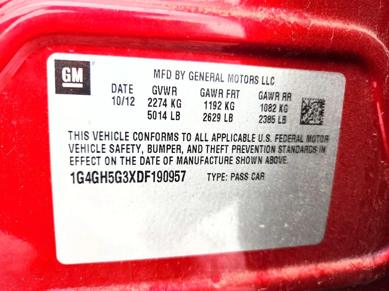 2013 Buick Lacrosse Premium Red vin: 1G4GH5G3XDF190957