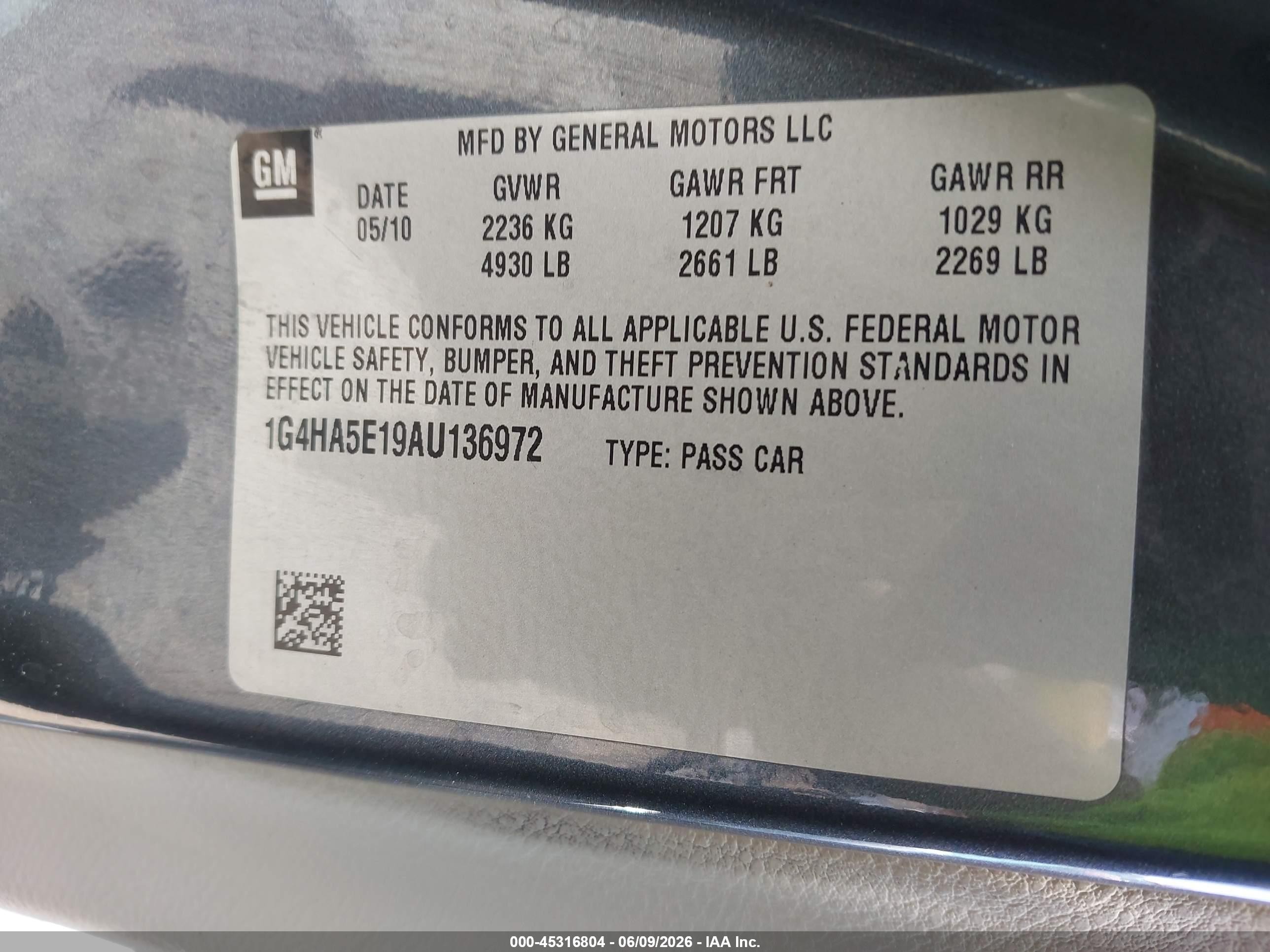 2010 Buick Lucerne Cx Серый vin: 1G4HA5E19AU136972