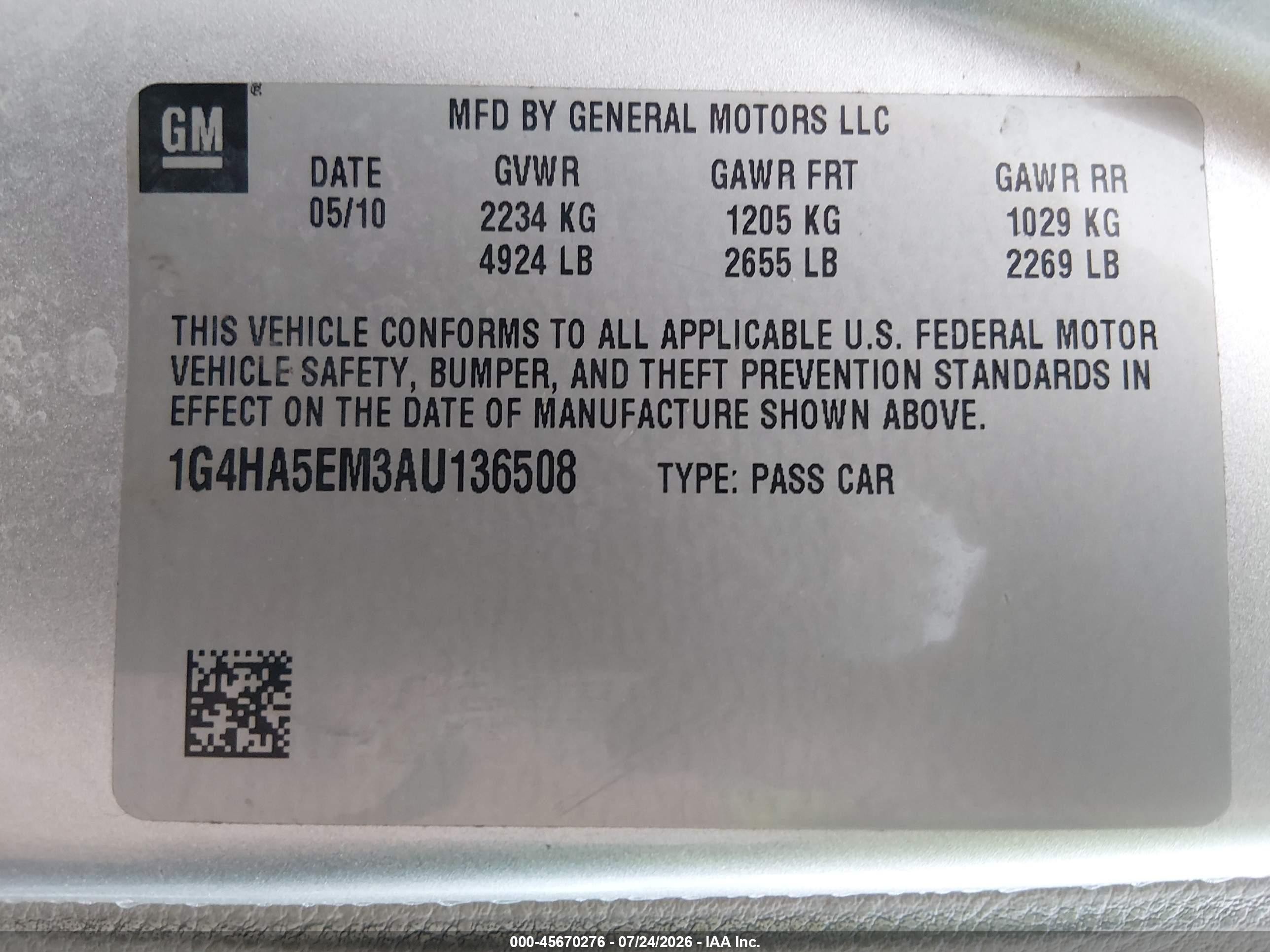 2010 Buick Lucerne Cx Silver vin: 1G4HA5EM3AU136508