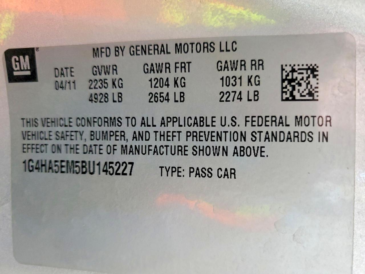 2011 Buick Lucerne Cx Silver vin: 1G4HA5EM5BU145227