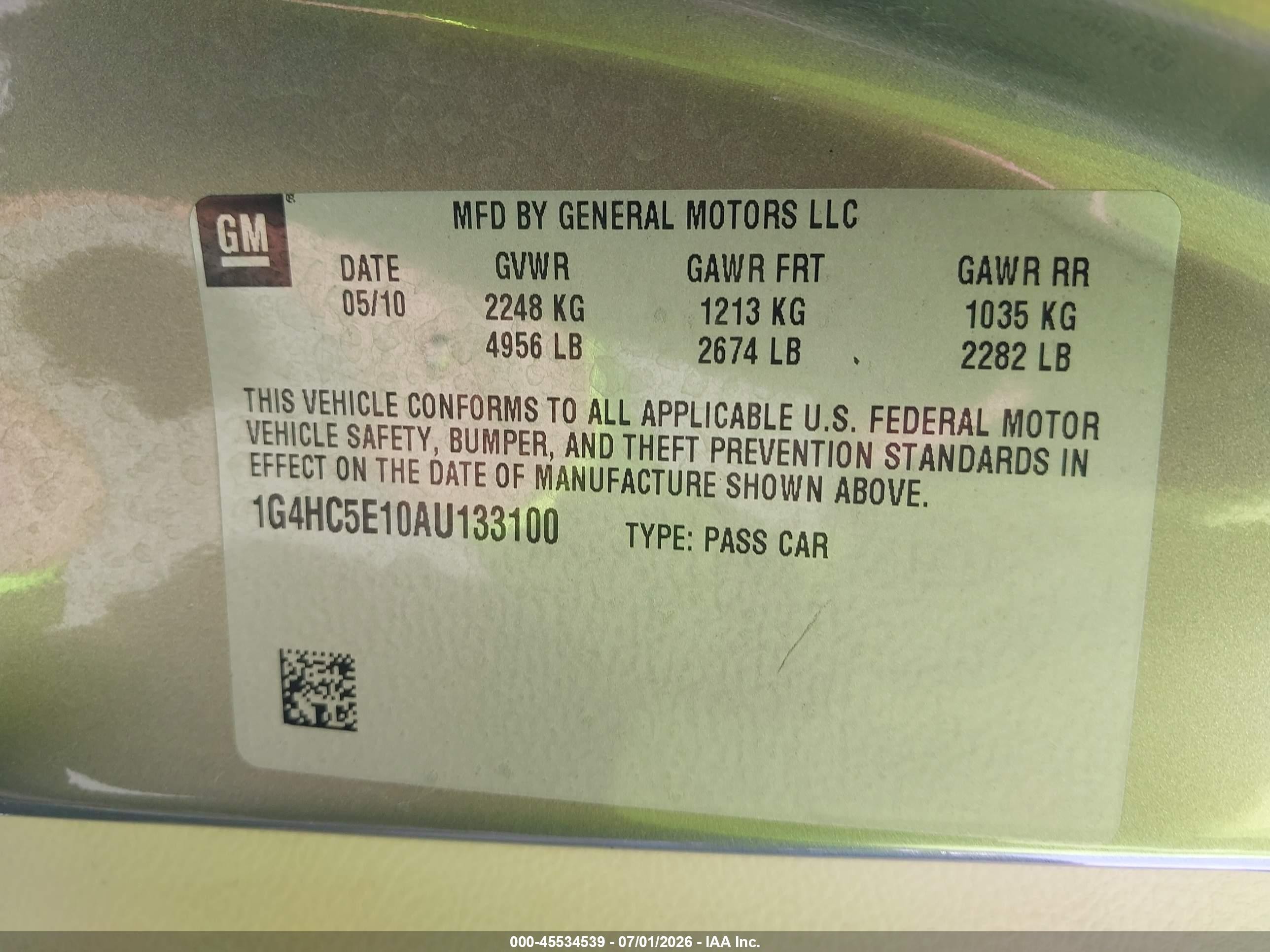 2010 Buick Lucerne Cxl Золотой vin: 1G4HC5E10AU133100