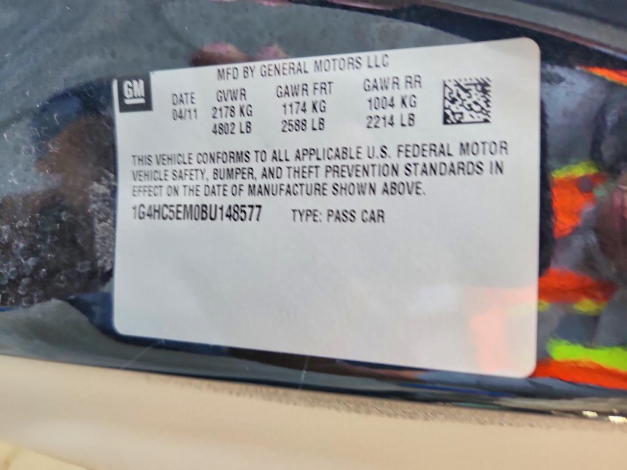 2011 Buick Lucerne Cxl Black vin: 1G4HC5EM0BU148577