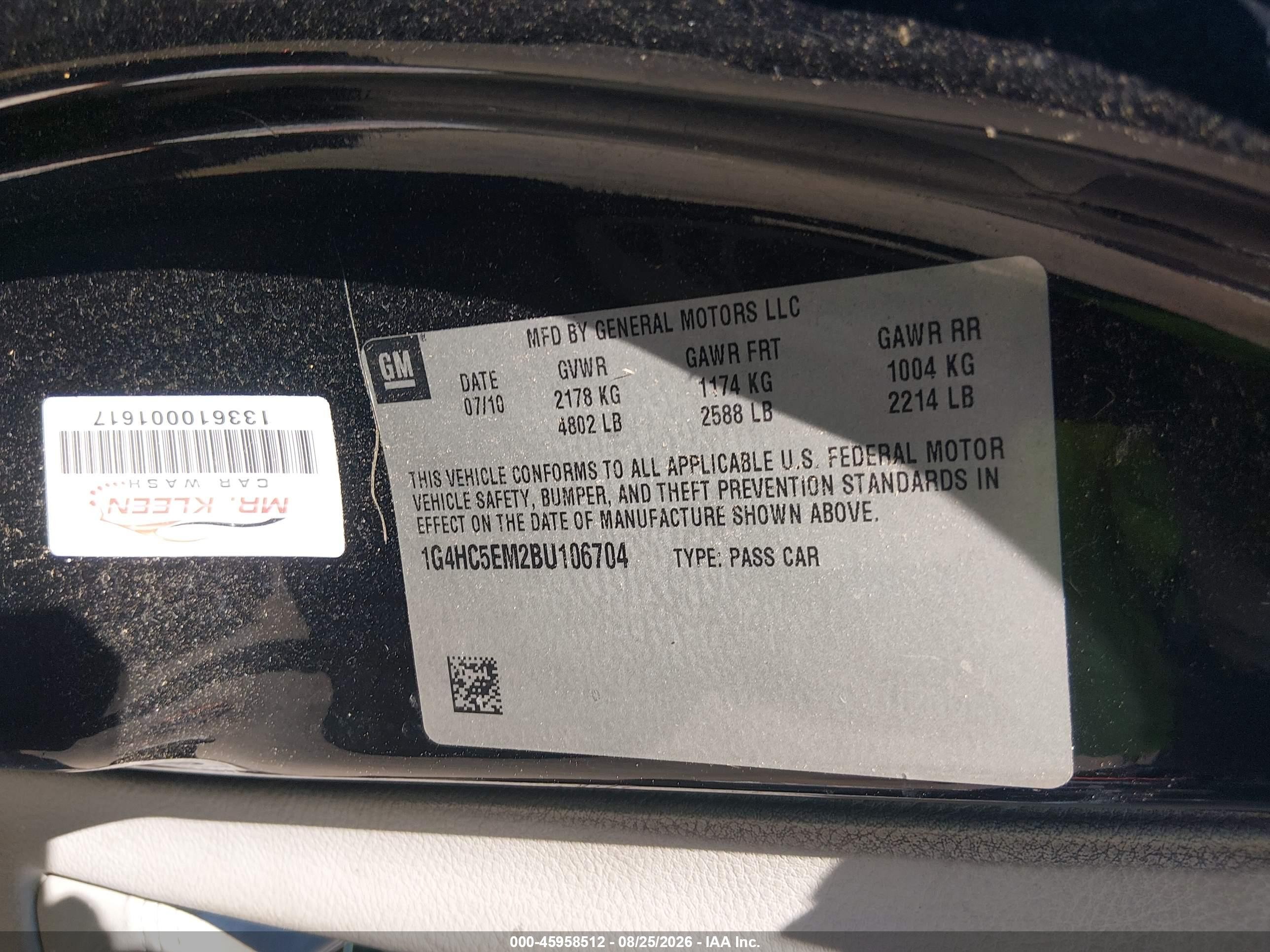2011 Buick Lucerne Cxl Black vin: 1G4HC5EM2BU106704