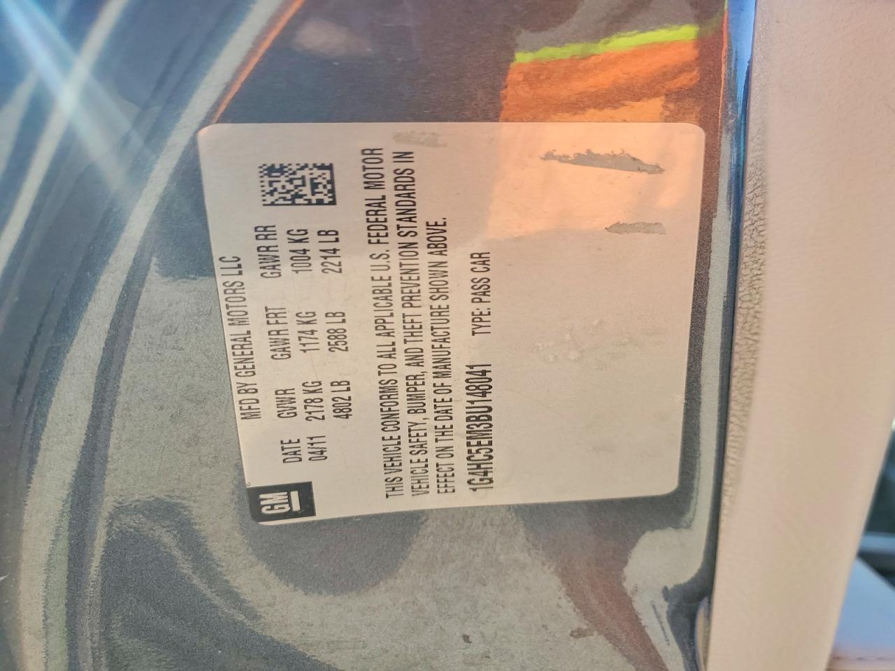 2011 Buick Lucerne Cxl Charcoal vin: 1G4HC5EM3BU148041