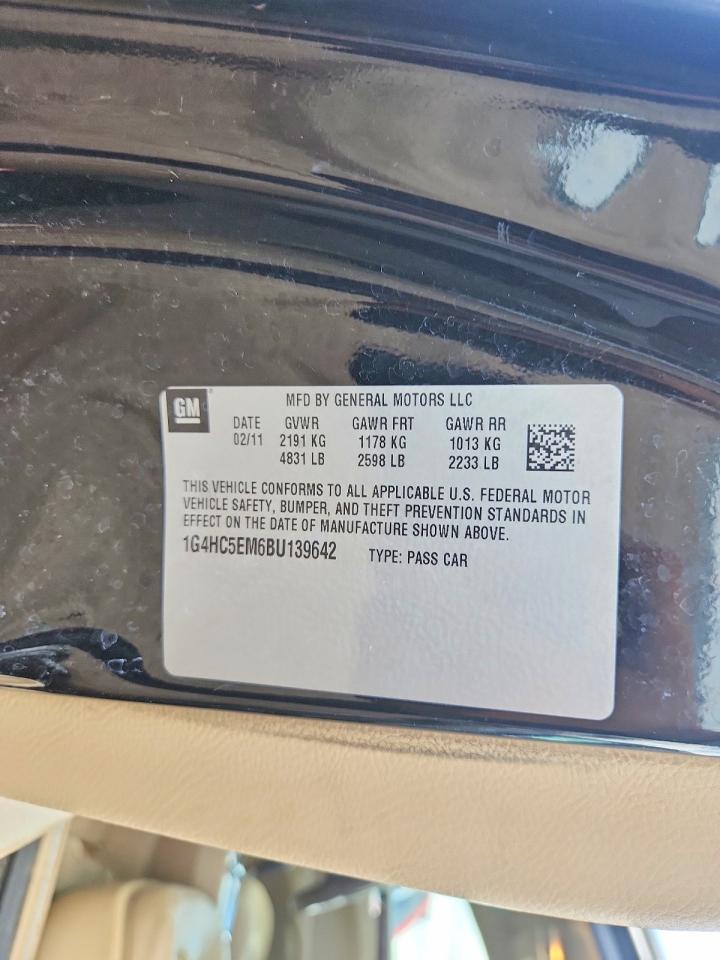 2011 Buick Lucerne Cxl Black vin: 1G4HC5EM6BU139642