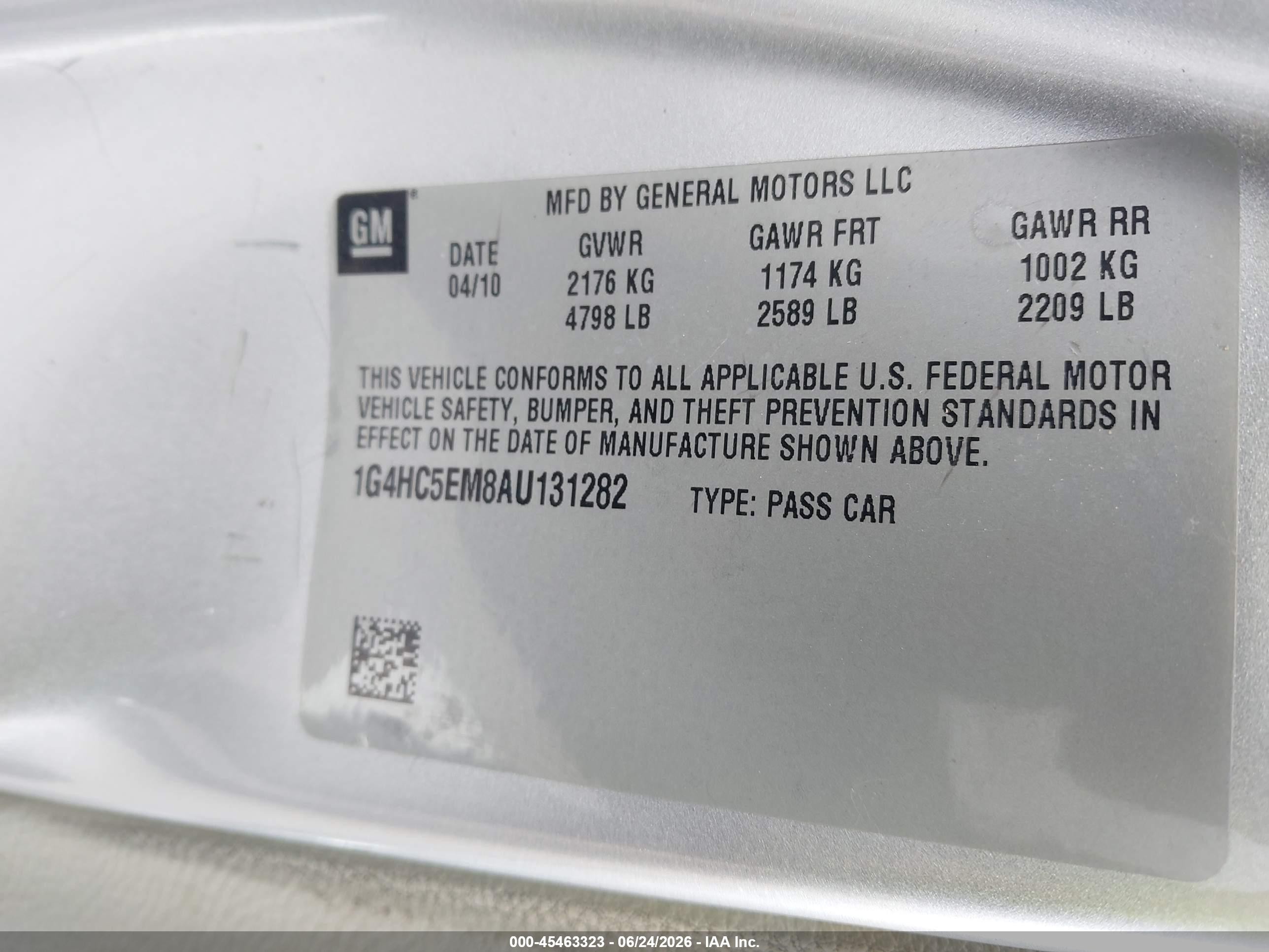 2010 Buick Lucerne Cxl Silver vin: 1G4HC5EM8AU131282