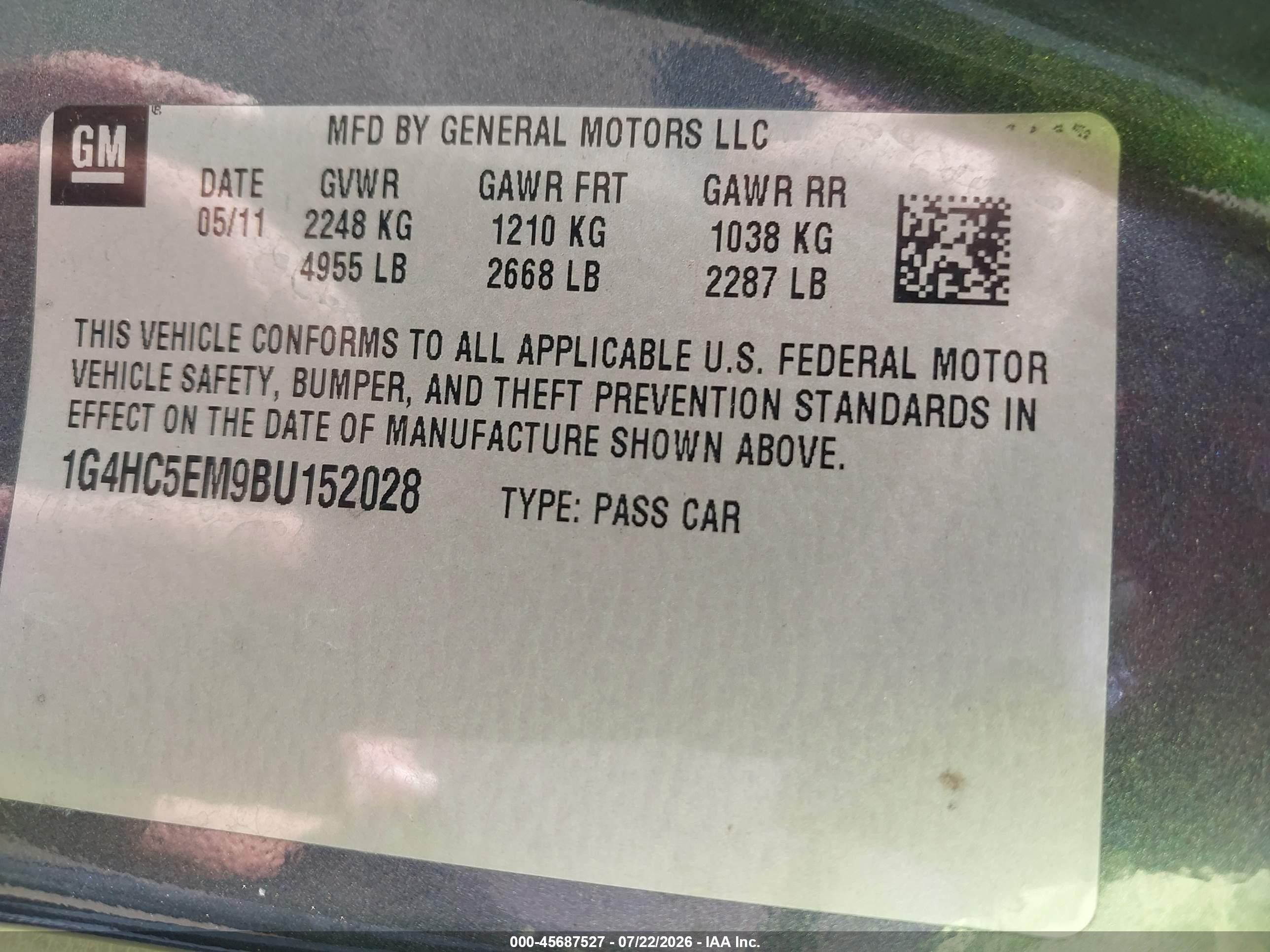 2011 Buick Lucerne Cxl Серый vin: 1G4HC5EM9BU152028