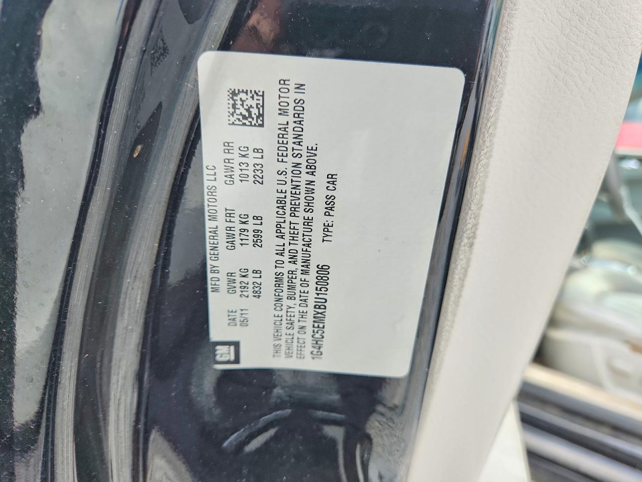 2011 Buick Lucerne Cxl Black vin: 1G4HC5EMXBU150806