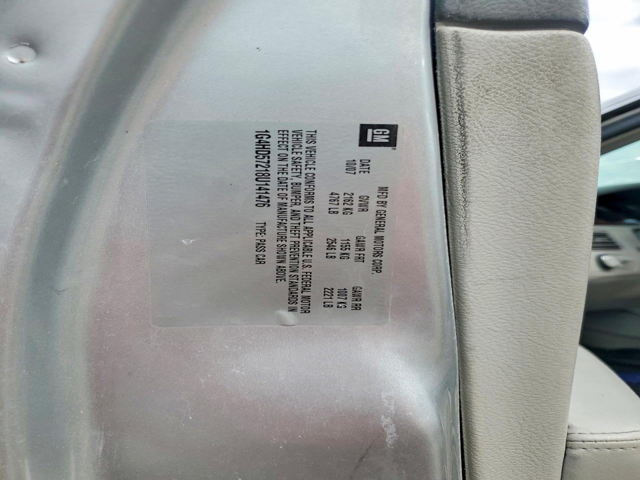 2008 Buick Lucerne Cxl Silver vin: 1G4HD57218U141476