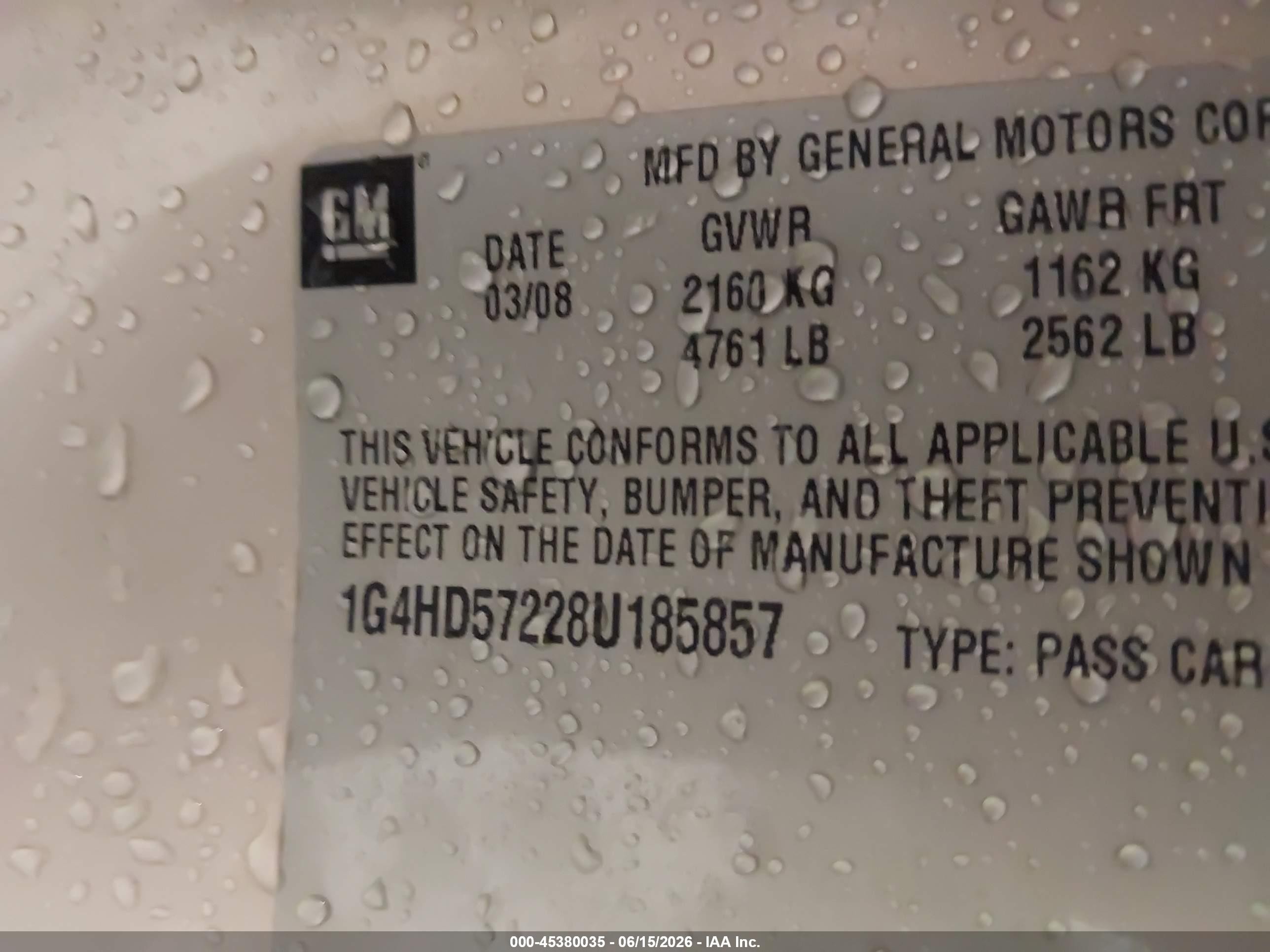 2008 Buick Lucerne Cxl Gold vin: 1G4HD57228U185857