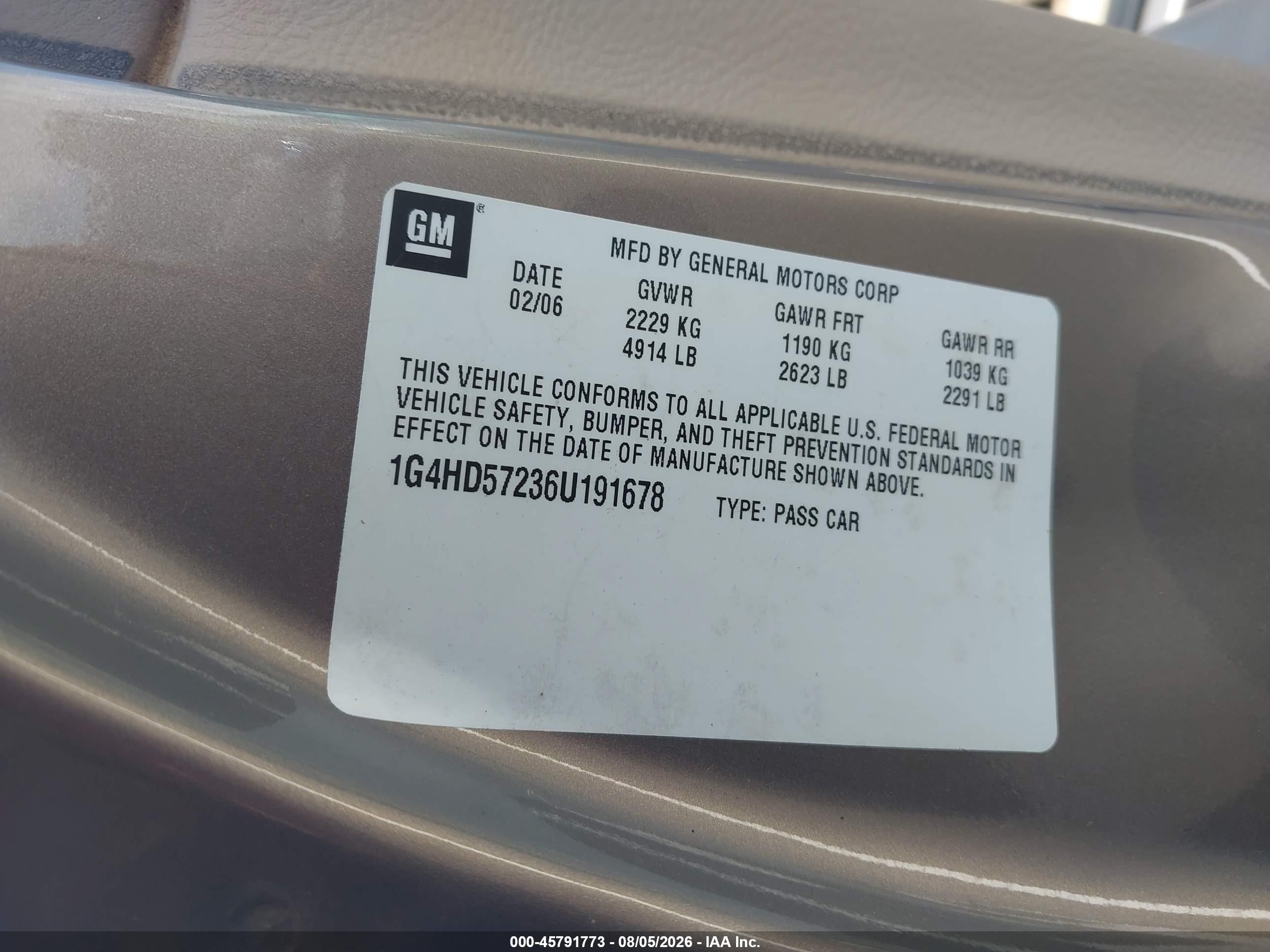 2006 Buick Lucerne Cxl Серебряный vin: 1G4HD57236U191678