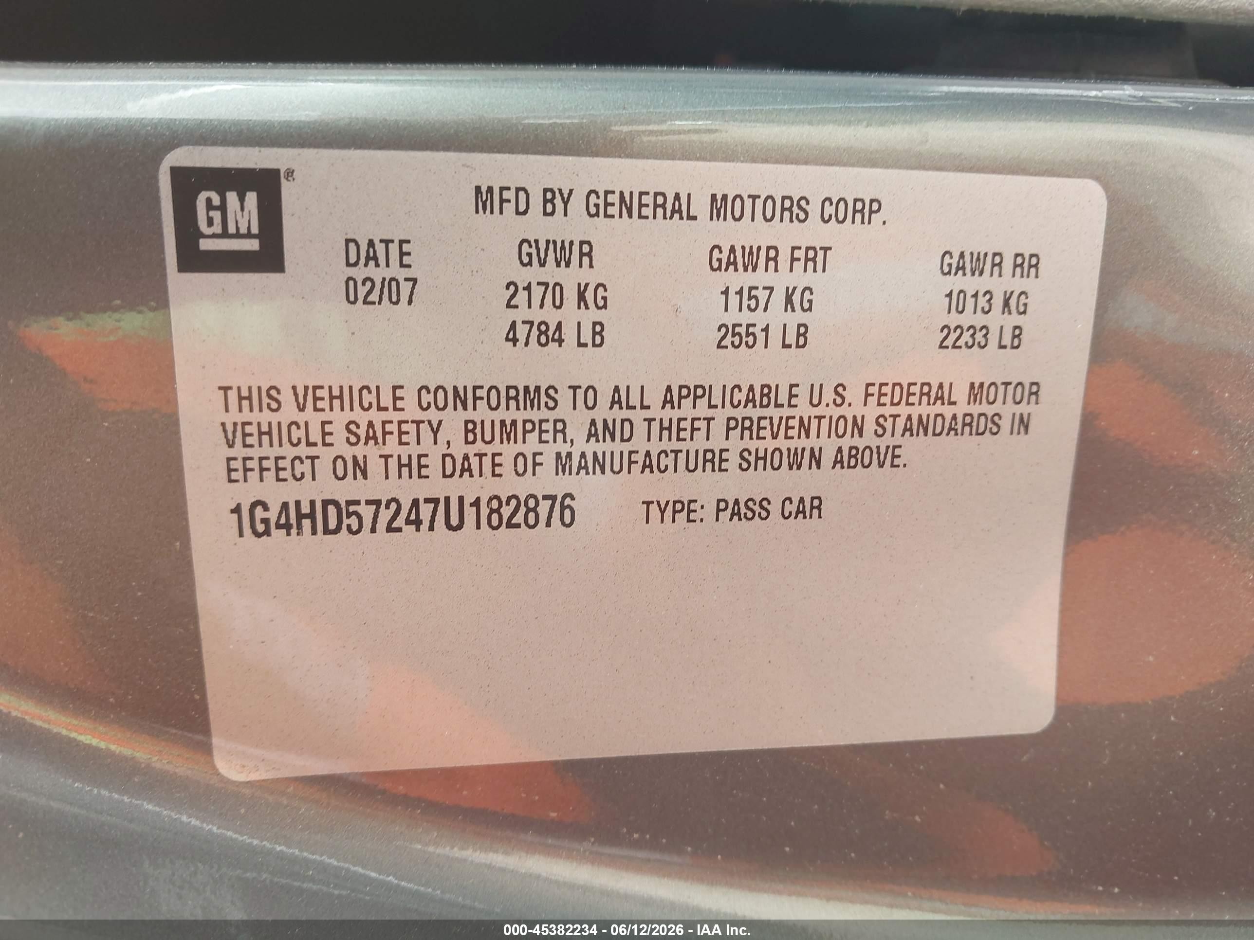 2007 Buick Lucerne Cxl Gray vin: 1G4HD57247U182876