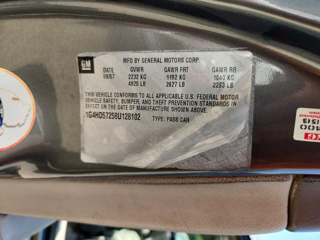 2008 Buick Lucerne Cxl Серый vin: 1G4HD57258U128102