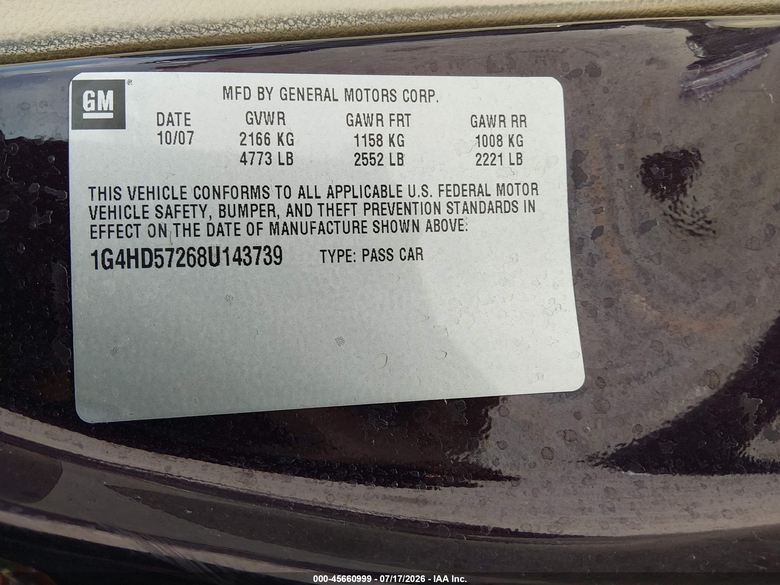2008 Buick Lucerne Cxl Purple vin: 1G4HD57268U143739