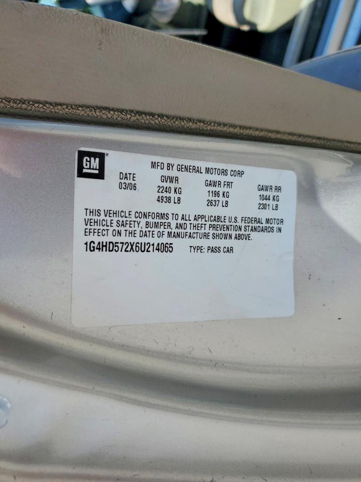 2006 Buick Lucerne Cxl Silver vin: 1G4HD572X6U214065