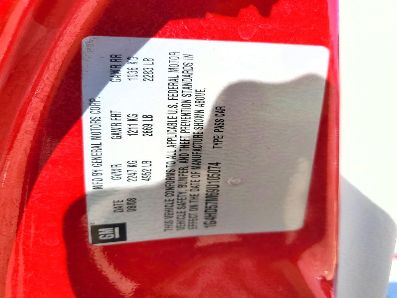 2009 Buick Lucerne Cxl Red vin: 1G4HD57M69U105074