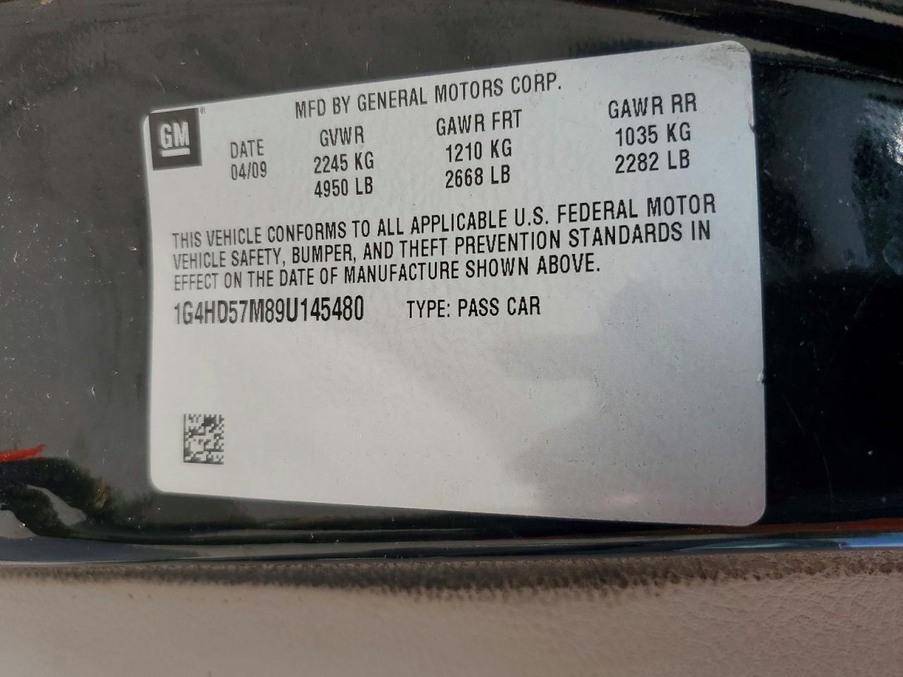2009 Buick Lucerne Cxl Black vin: 1G4HD57M89U145480