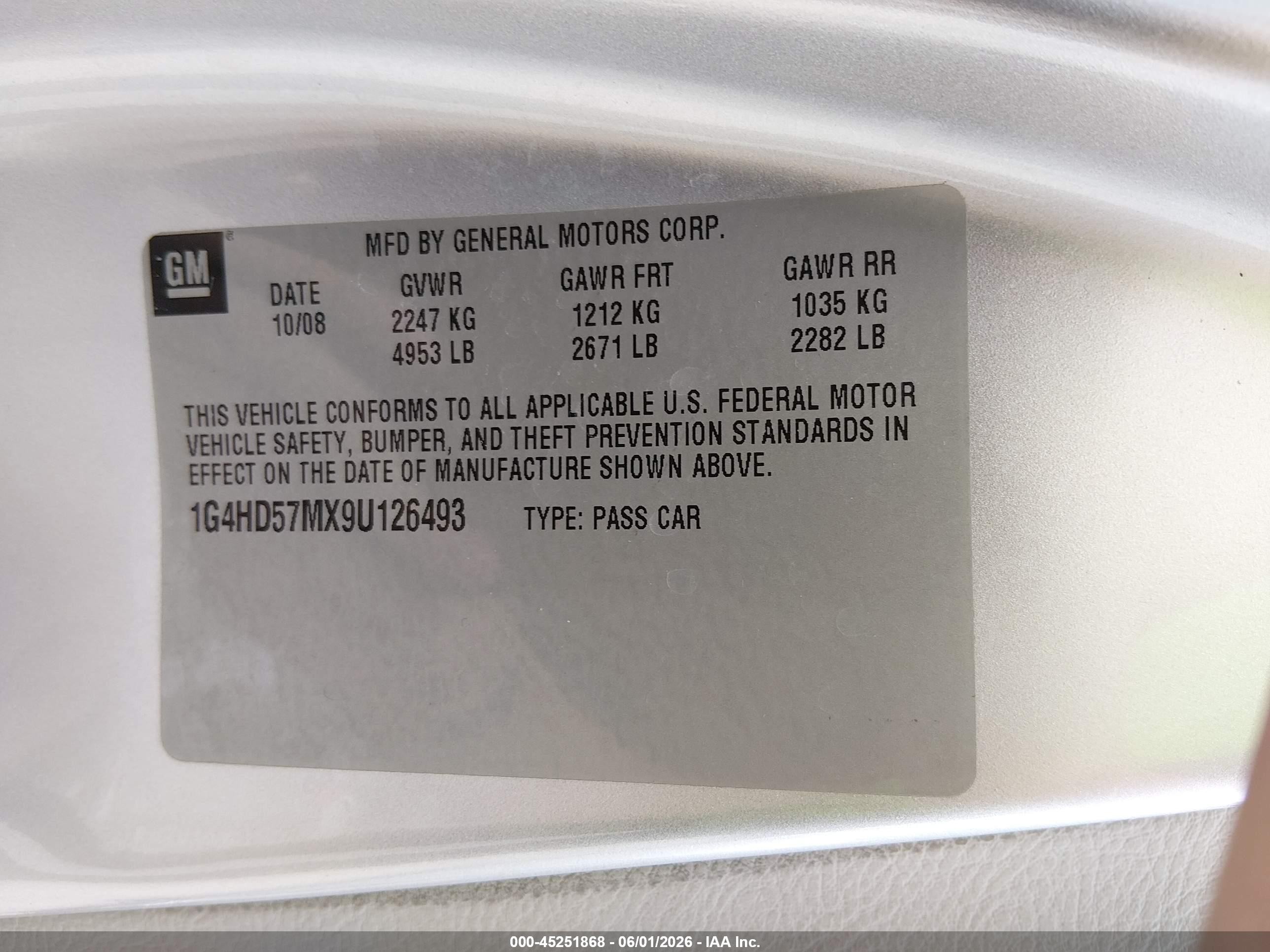 2009 Buick Lucerne Cxl Silver vin: 1G4HD57MX9U126493